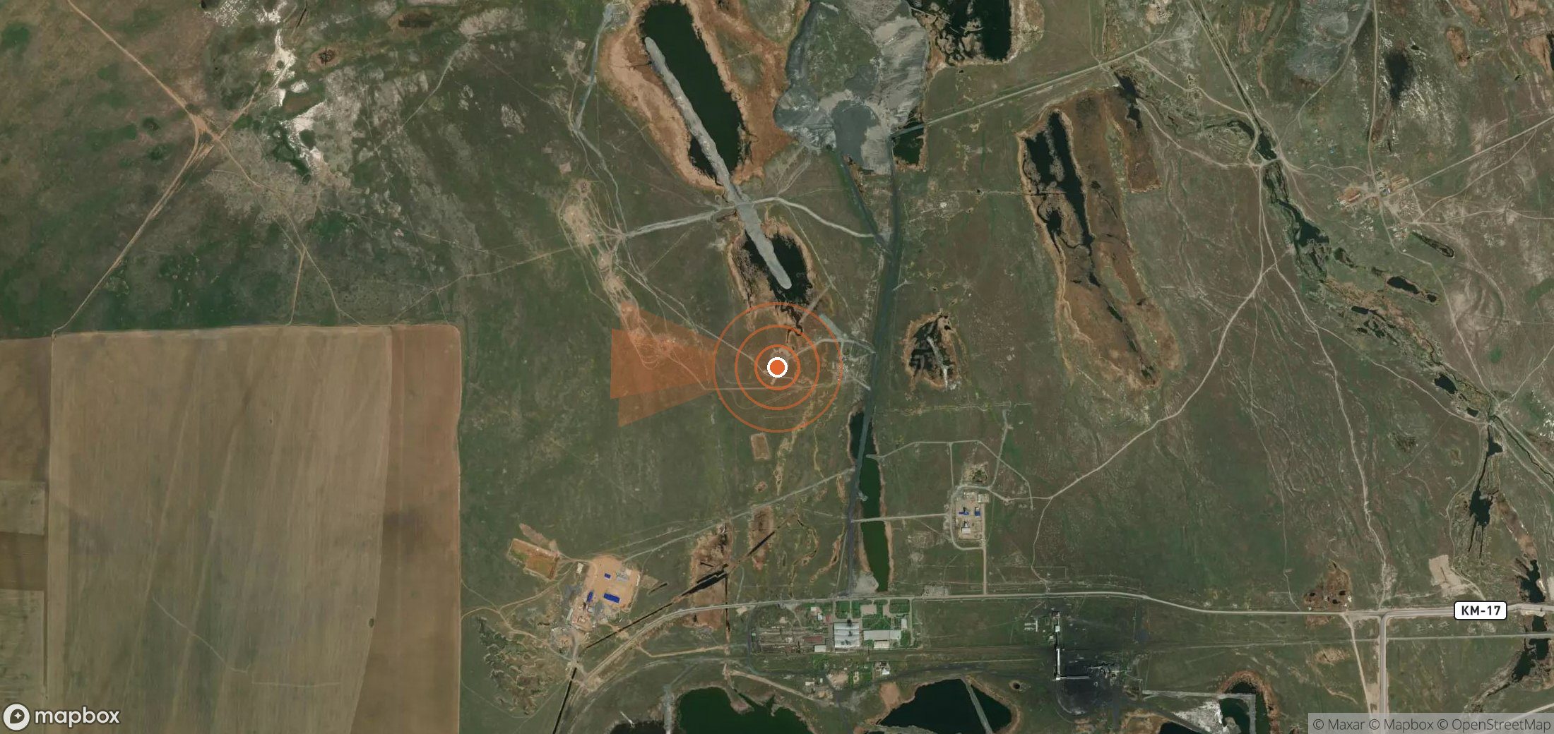 Mapa satelital de plumas de metano en Kazajistán