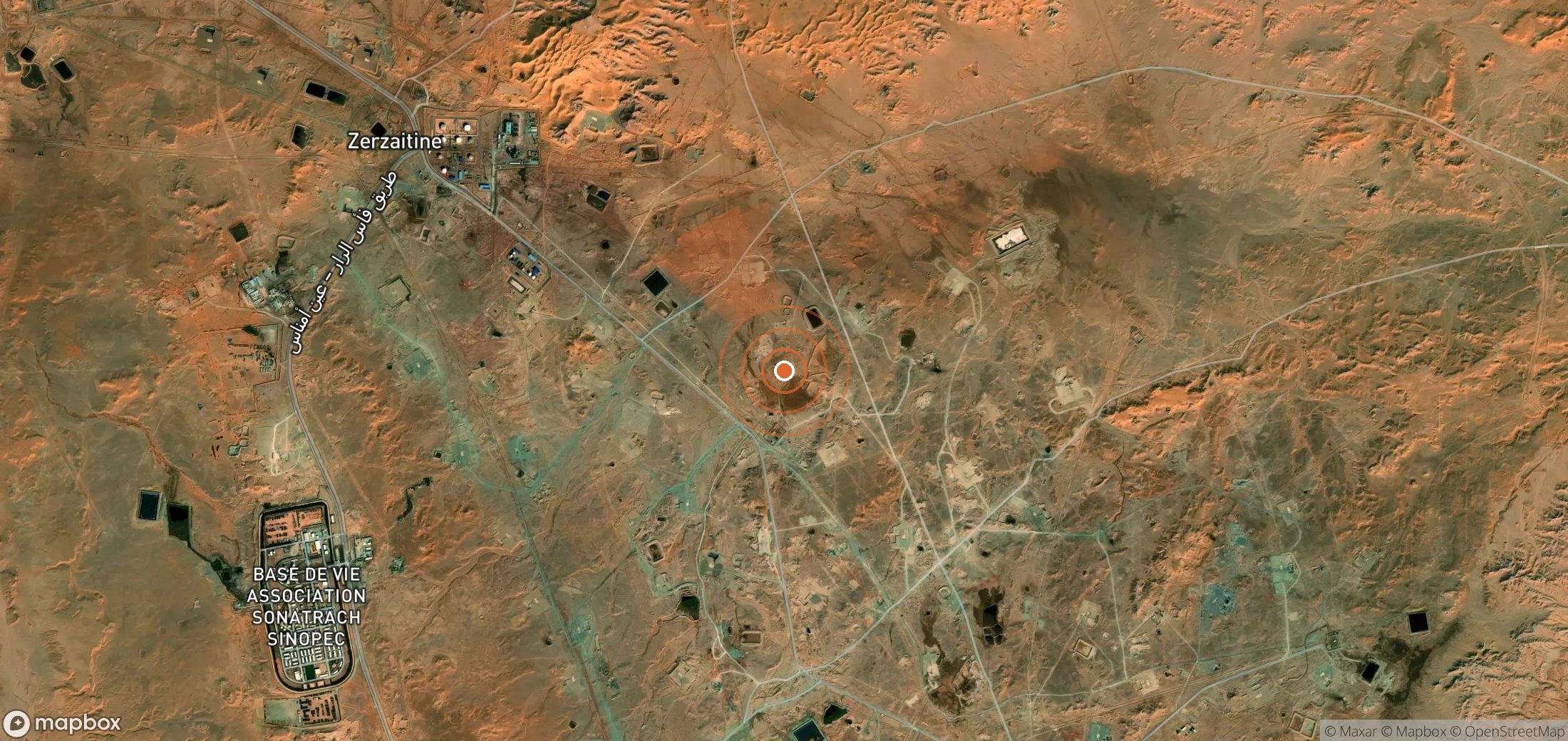 Satellite map of methane plume locations in Algeria