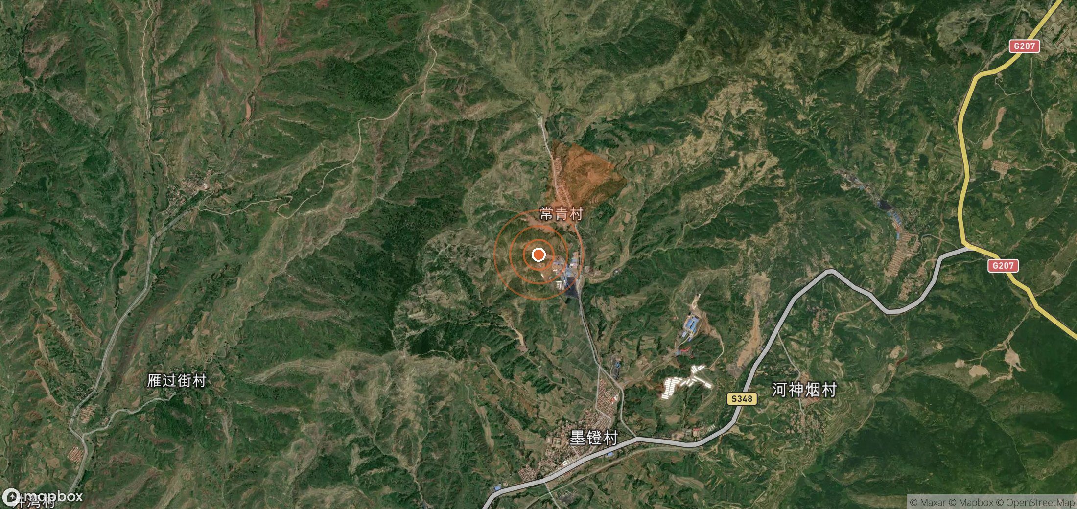 Mapa satelital de plumas de metano en China