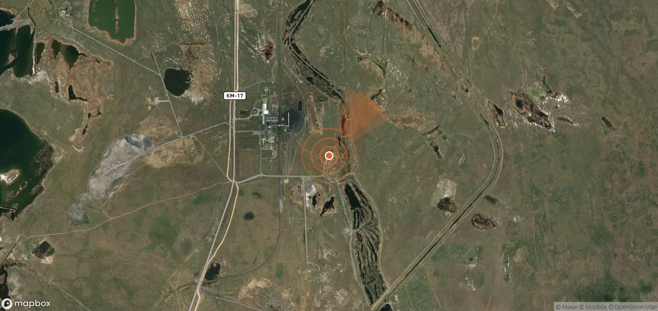 Satellite map of methane plume locations in Kazakhstan