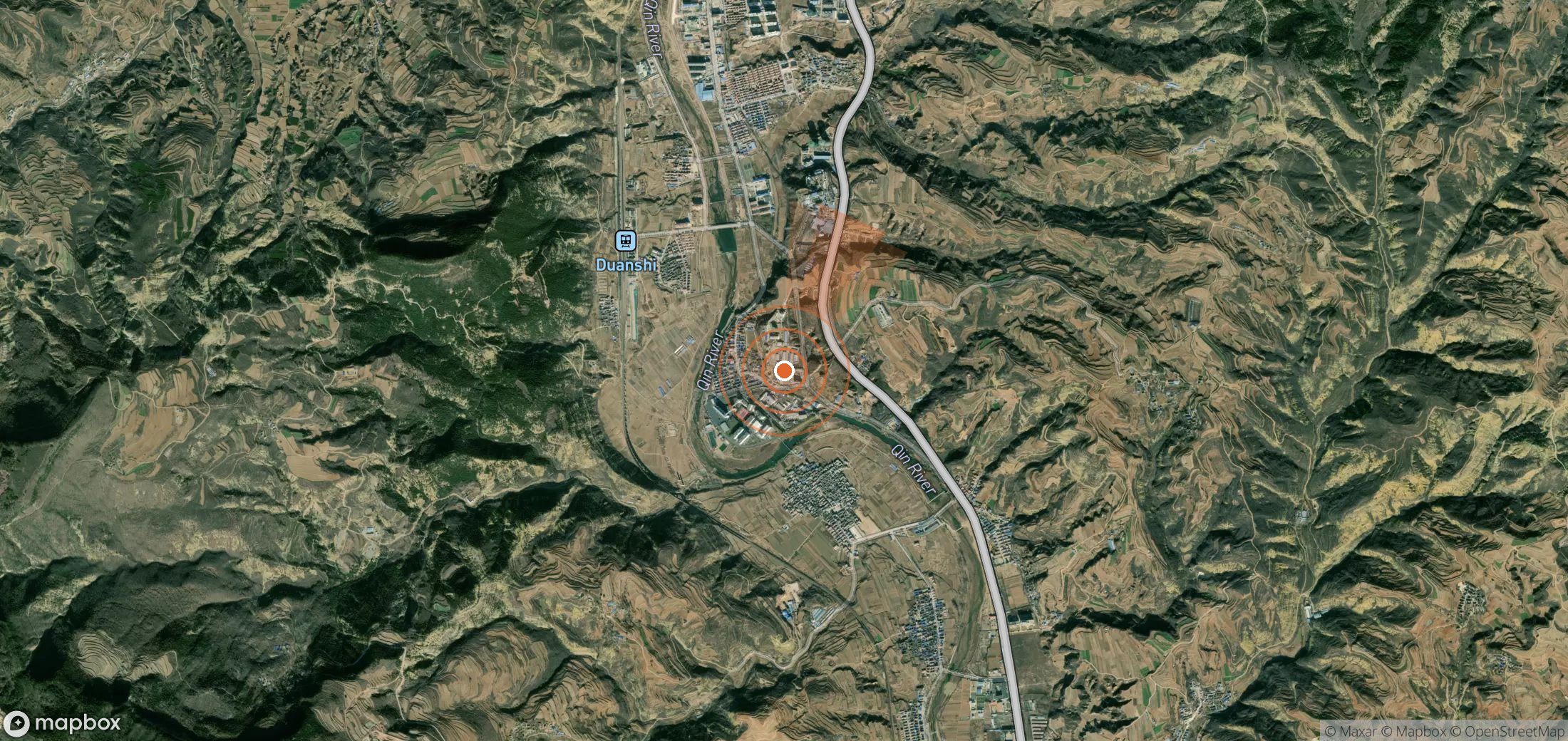 Satellite map of methane plume locations in China