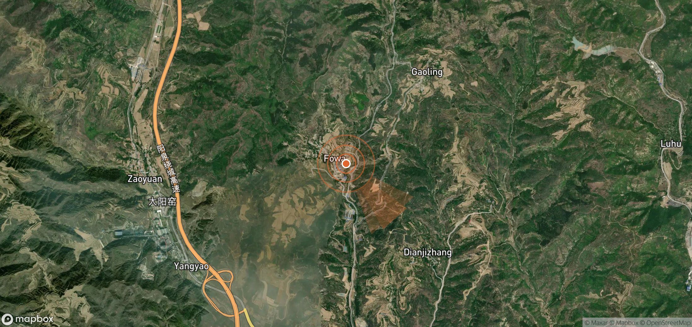 Satellite map of methane plume locations in China