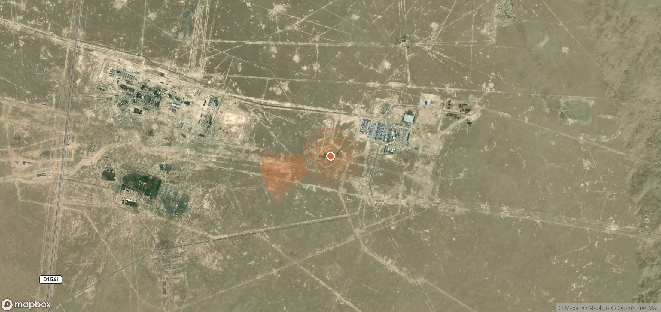 Mapa satelital de plumas de metano en Uzbekistán