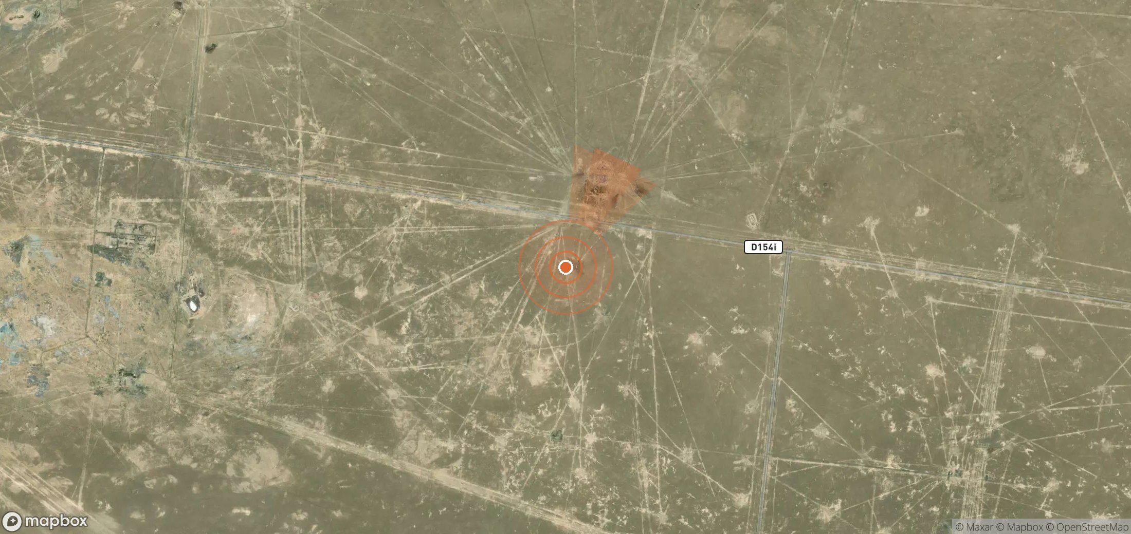 Satellite map of methane plume locations in Uzbekistan