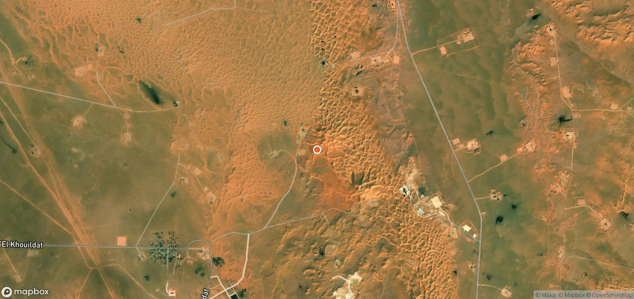 Satellite map of methane plume locations in Algeria