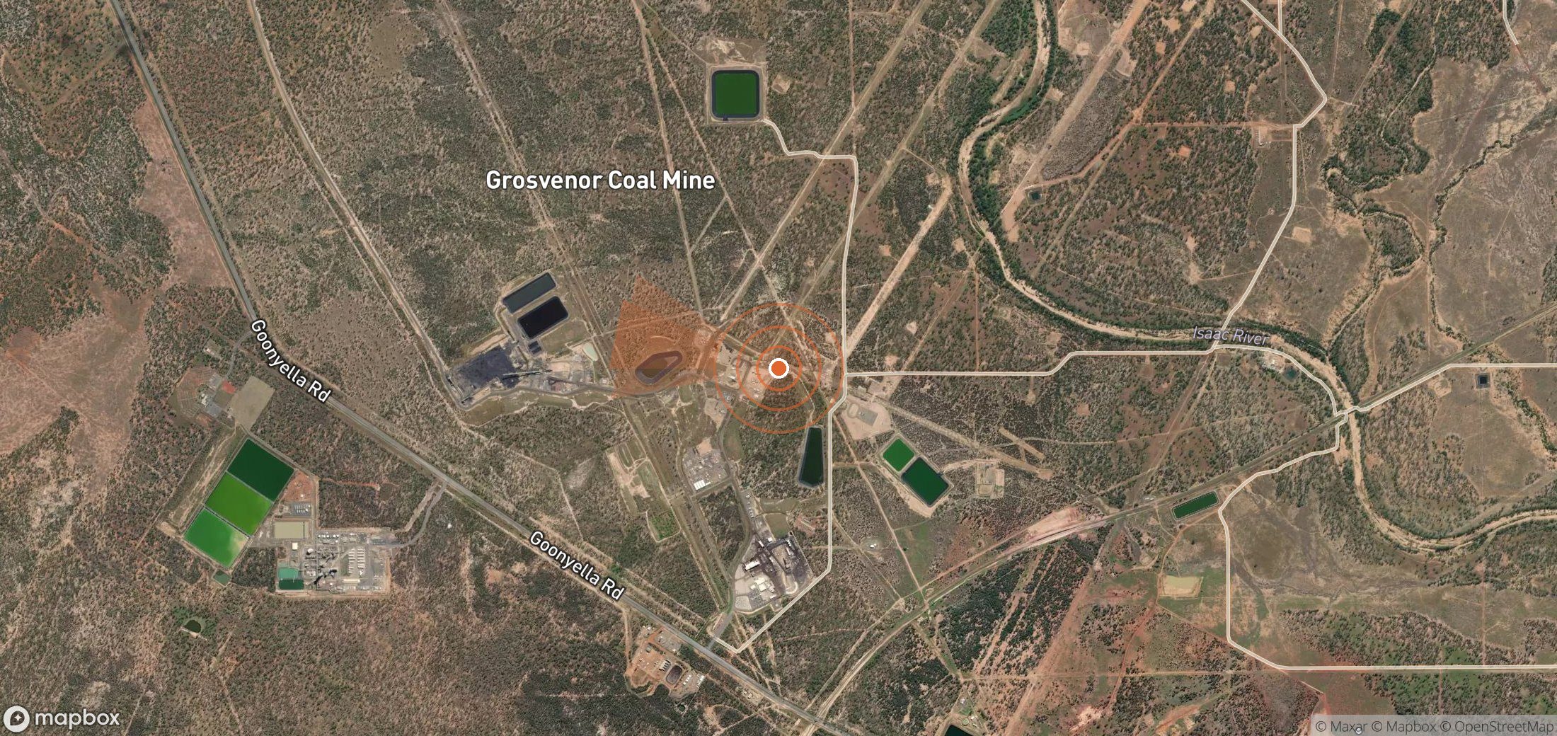Satellite map of methane plume locations in Australia