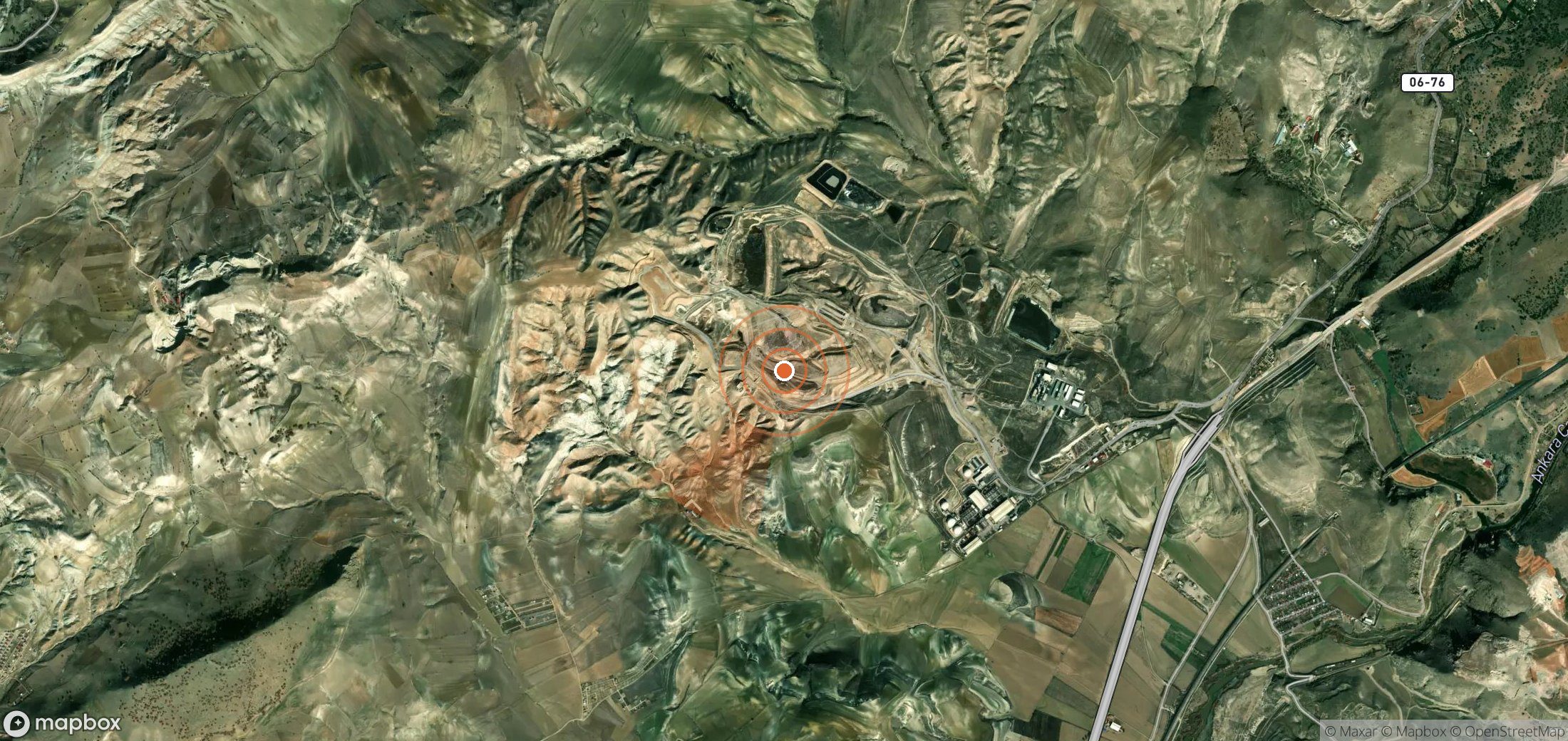 Satellite map of methane plume locations in Türkiye