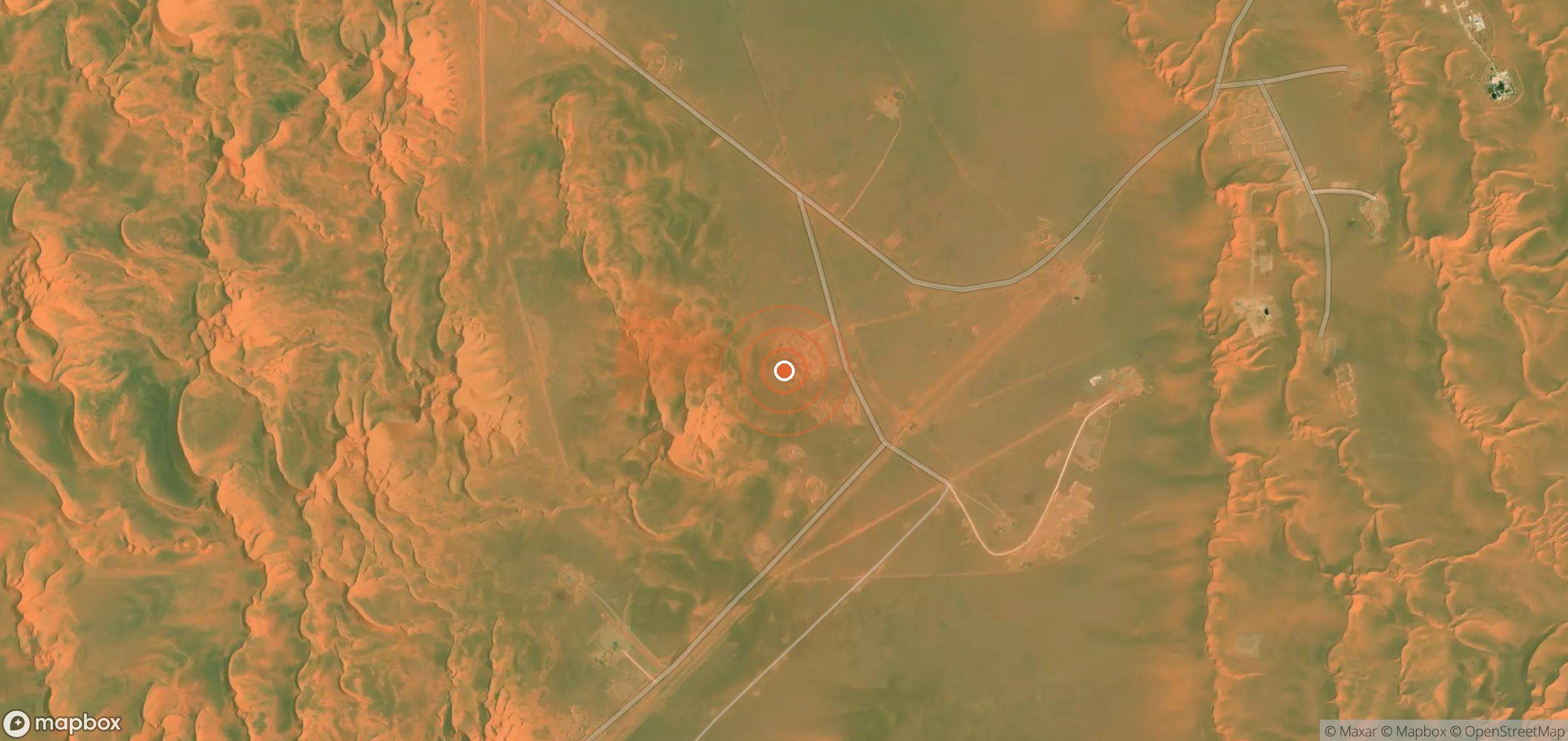Mapa satelital de plumas de metano en Argelia
