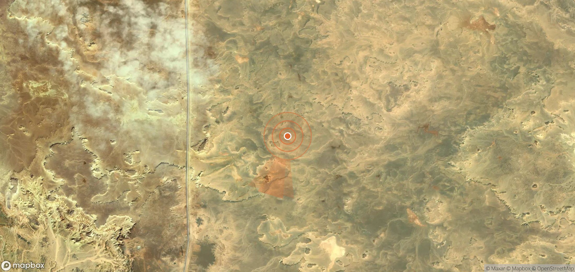 Mapa satelital de plumas de metano en Libia