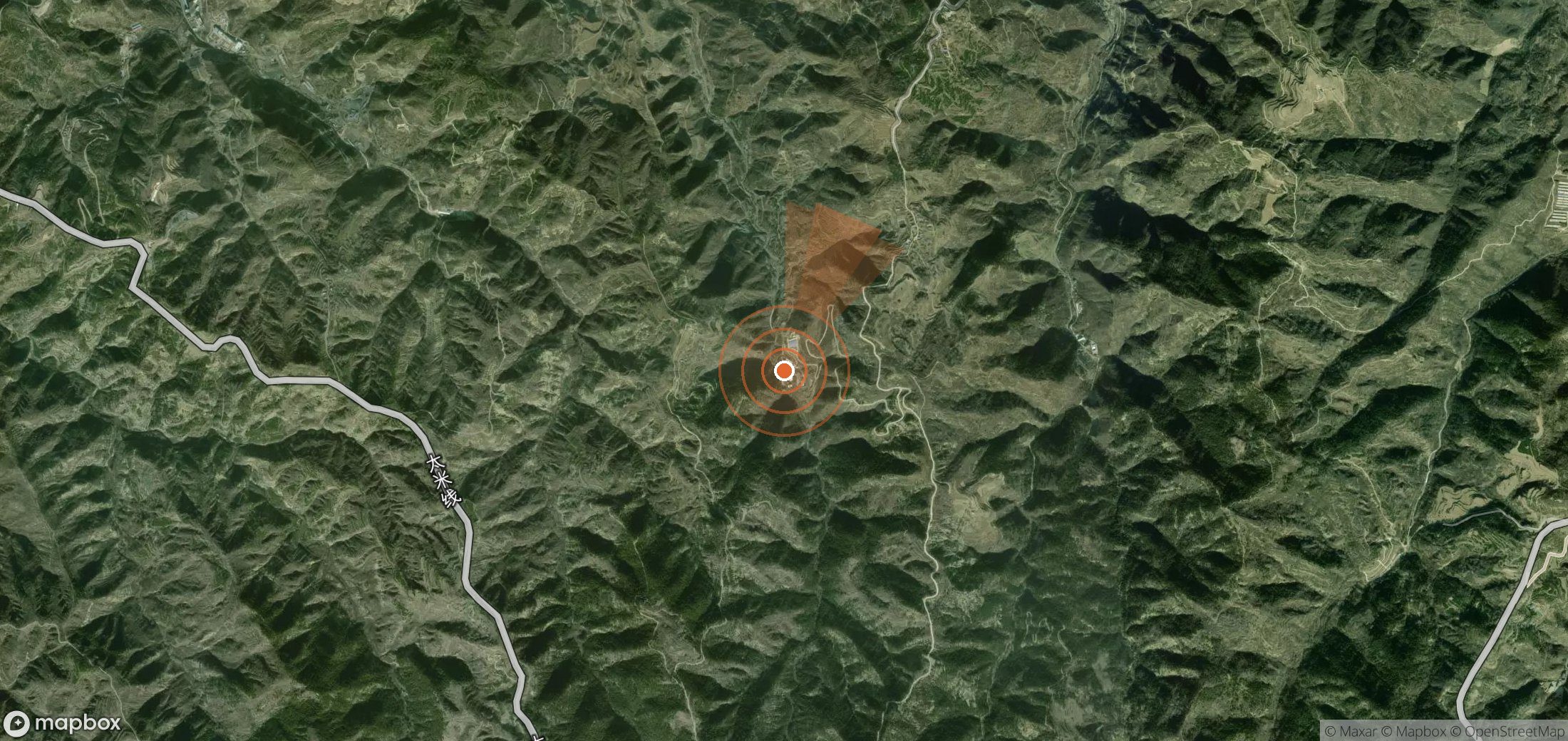 Mapa satelital de plumas de metano en China
