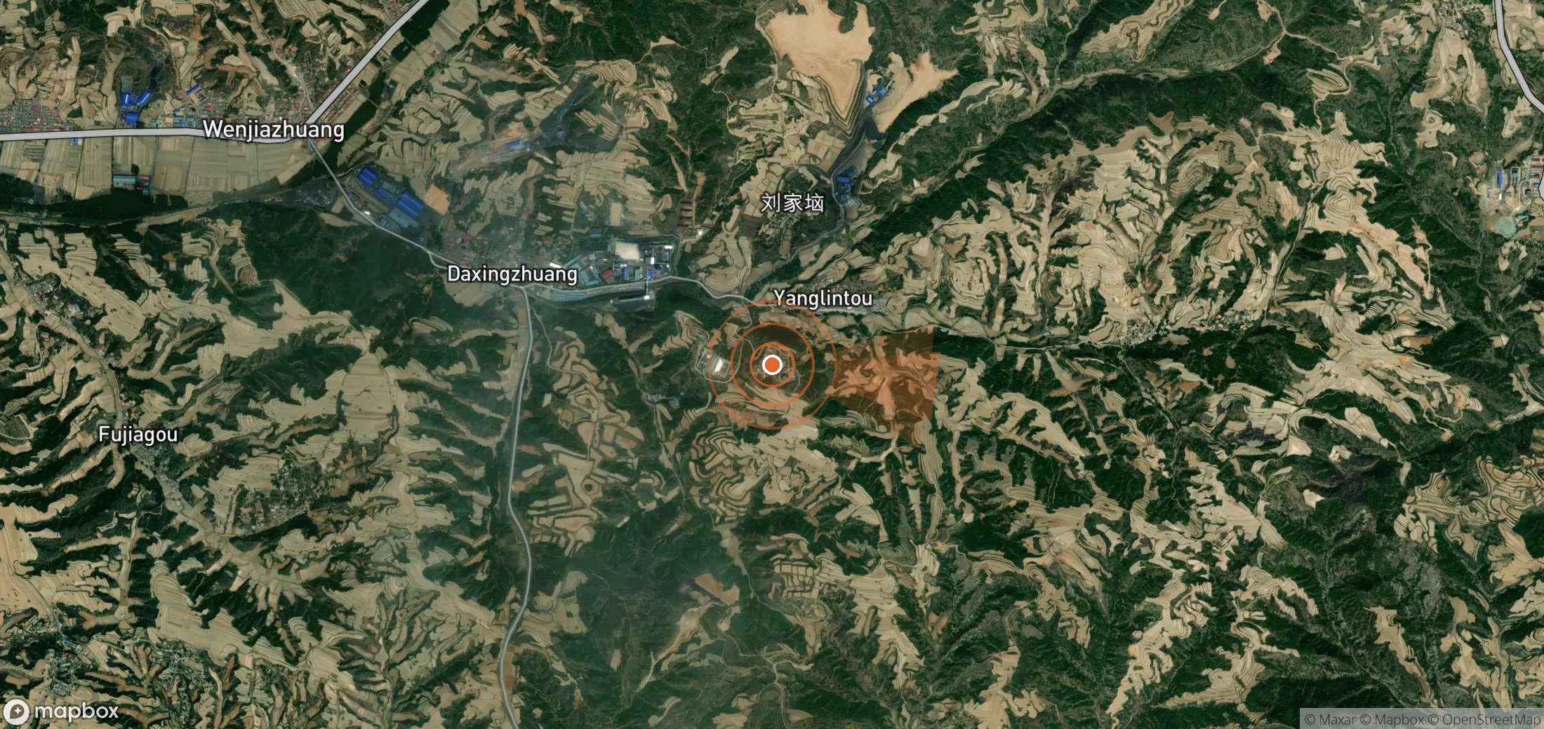 Satellite map of methane plume locations in China