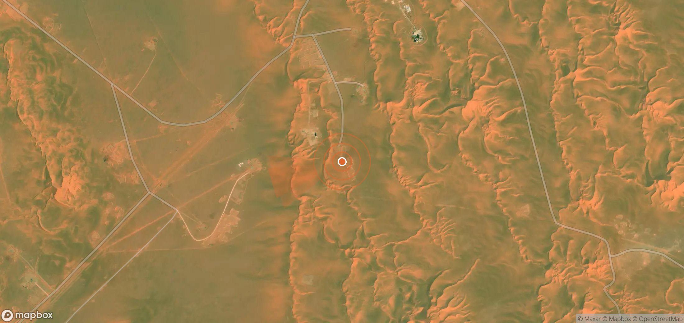 Satellite map of methane plume locations in Algeria