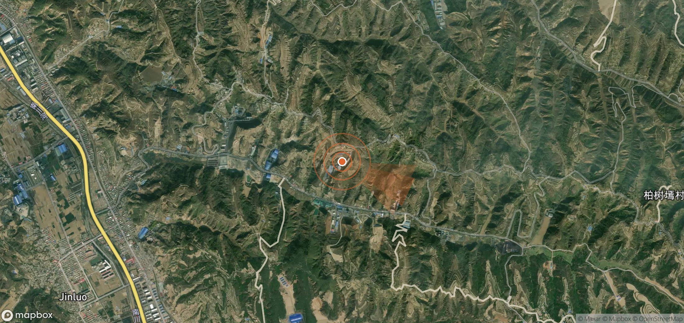 Satellite map of methane plume locations in China