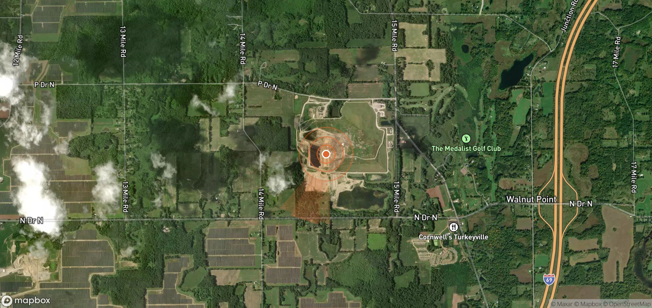 Satellite map of methane plume locations in United States