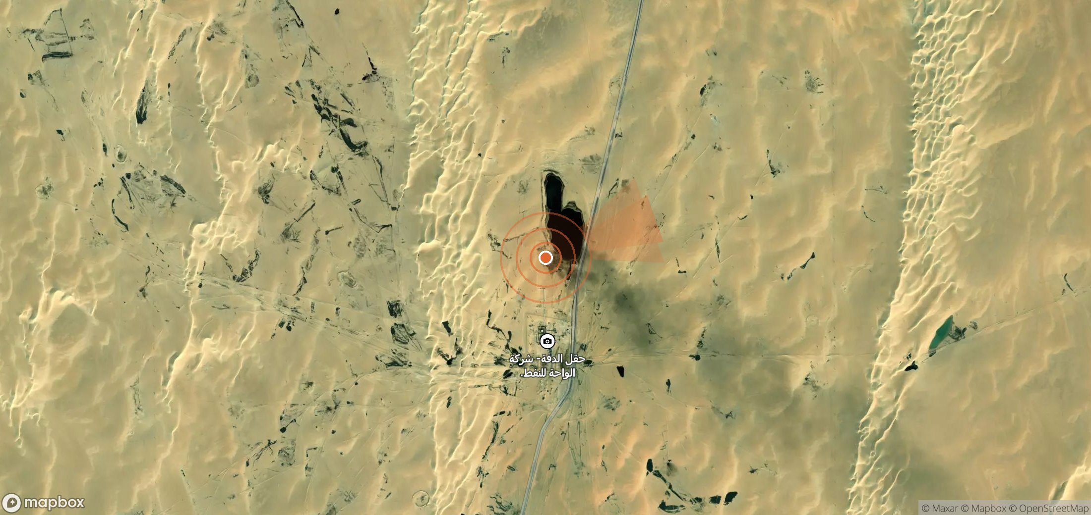 Satellite map of methane plume locations in Libya