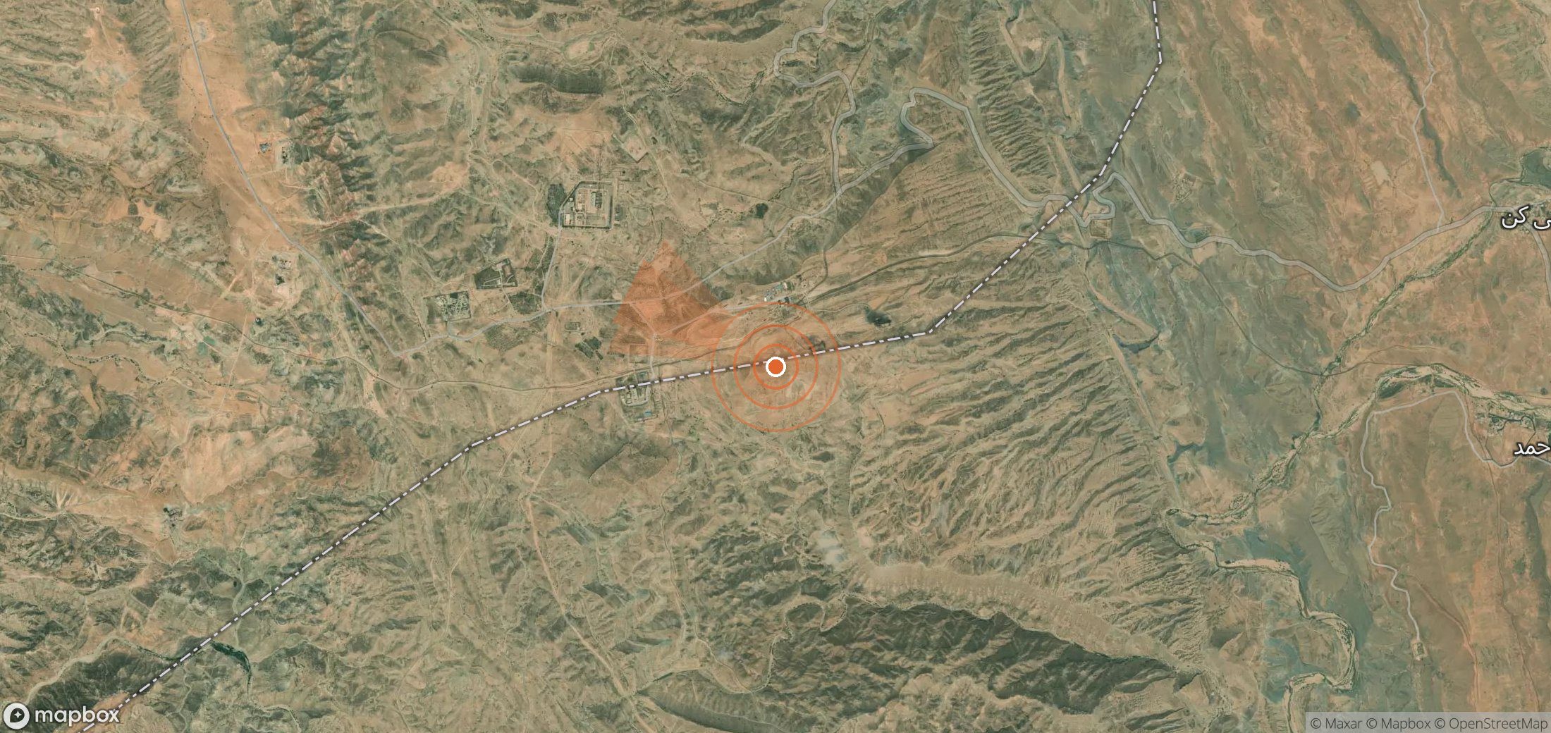 Satellite map of methane plume locations in Iran