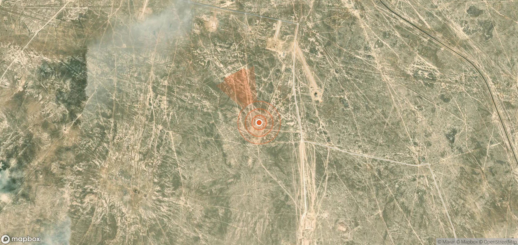 Mapa satelital de plumas de metano en Kazajistán