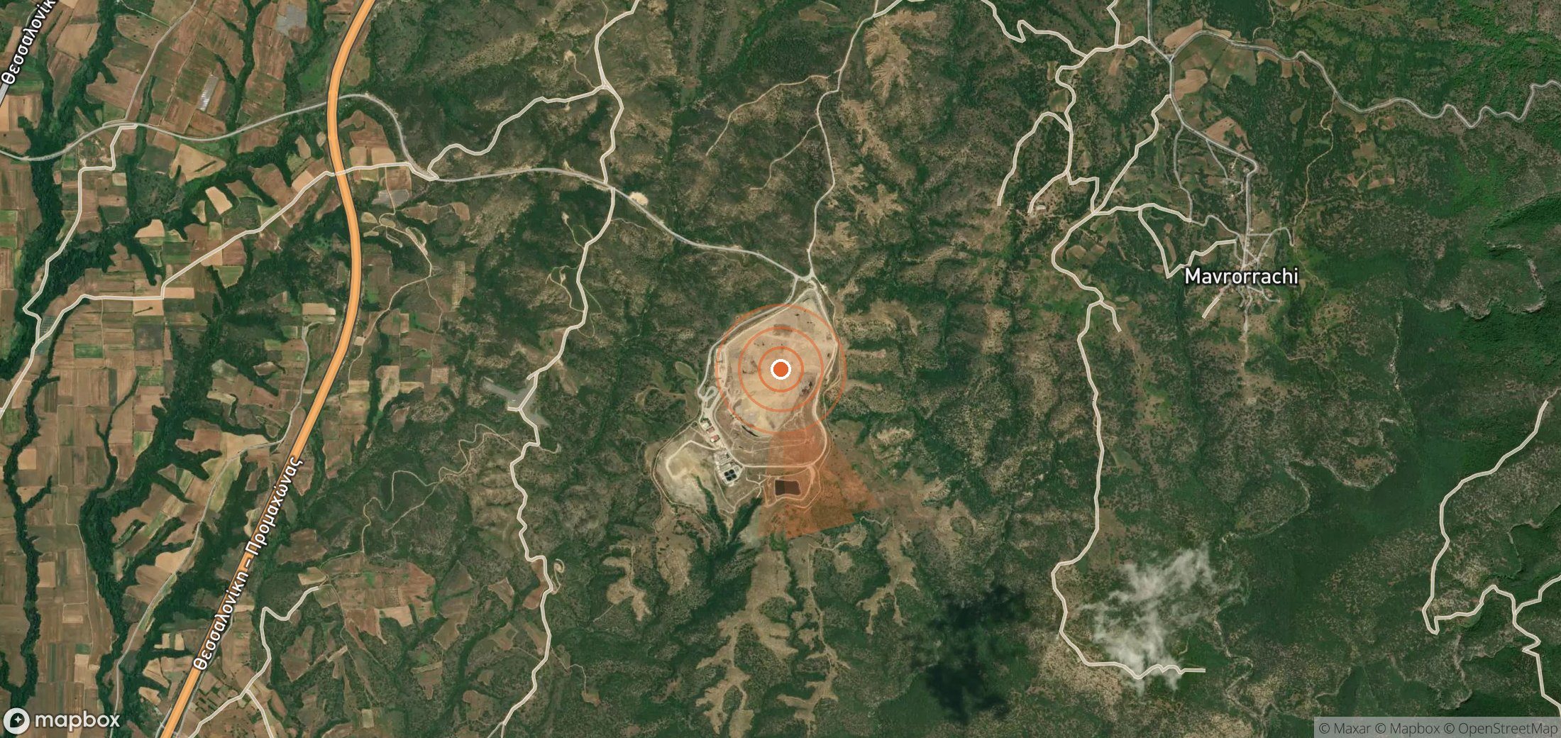 Satellite map of methane plume locations in Greece