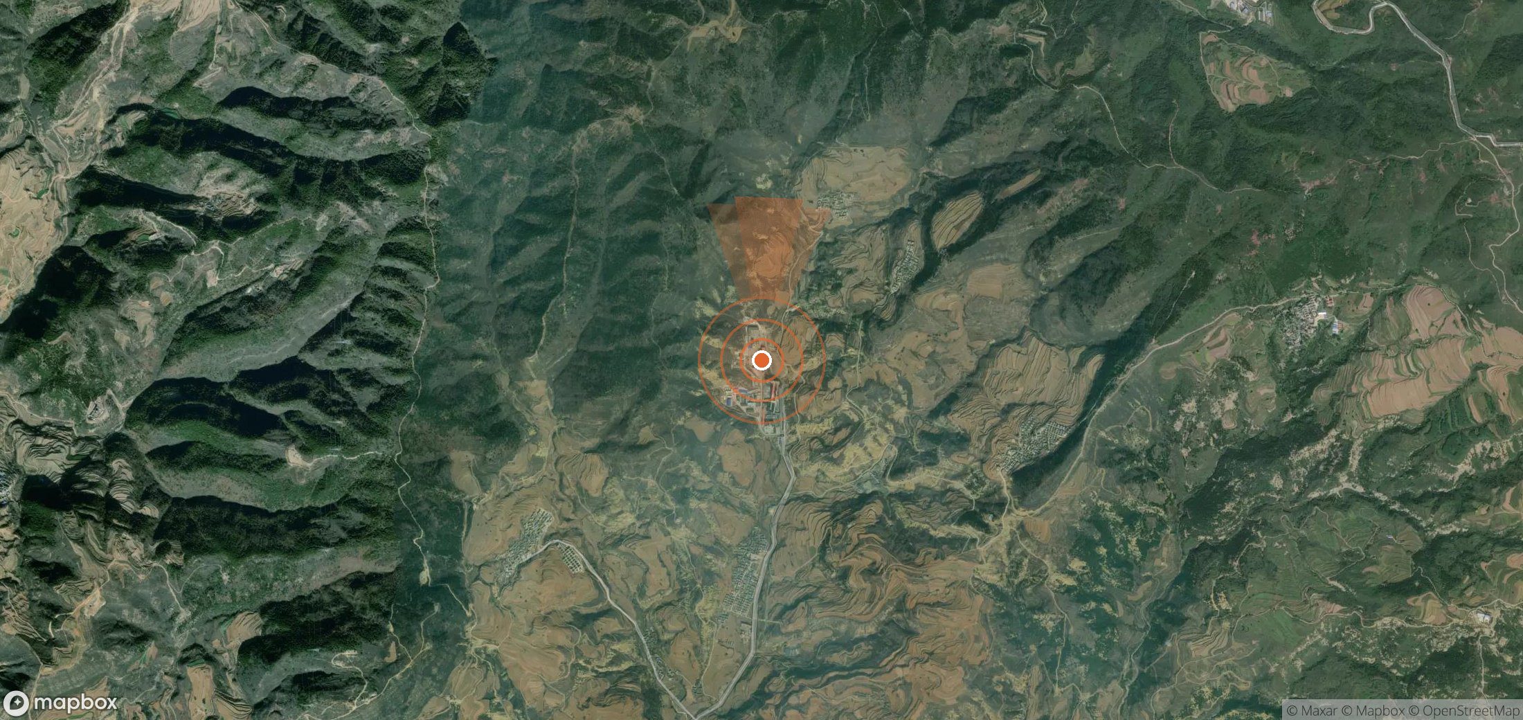 Satellite map of methane plume locations in China