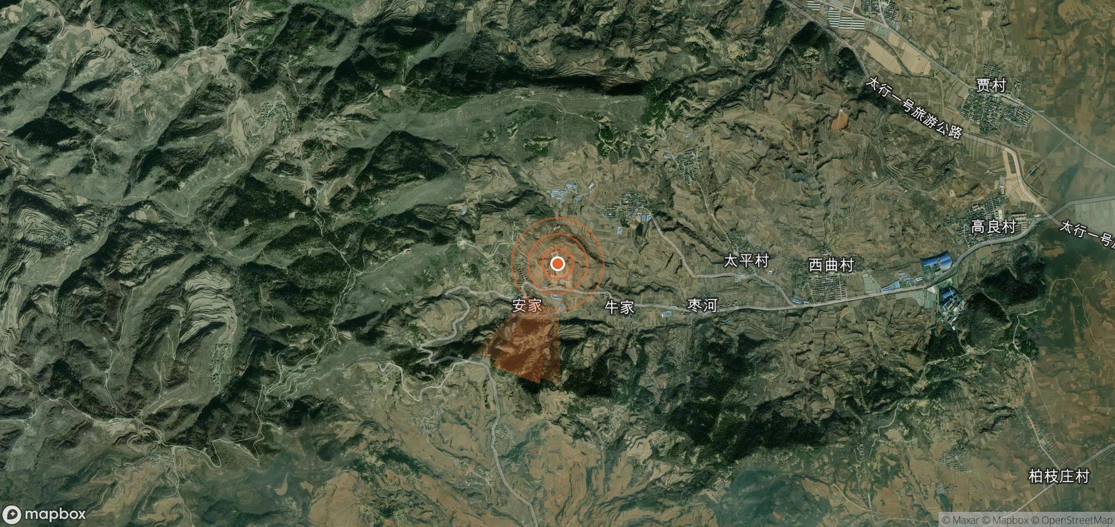 Mapa satelital de plumas de metano en China