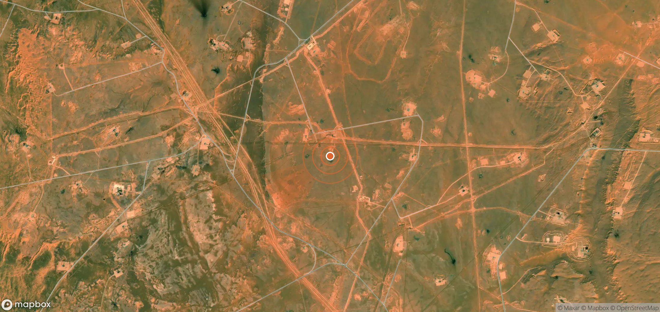 Satellite map of methane plume locations in Algeria