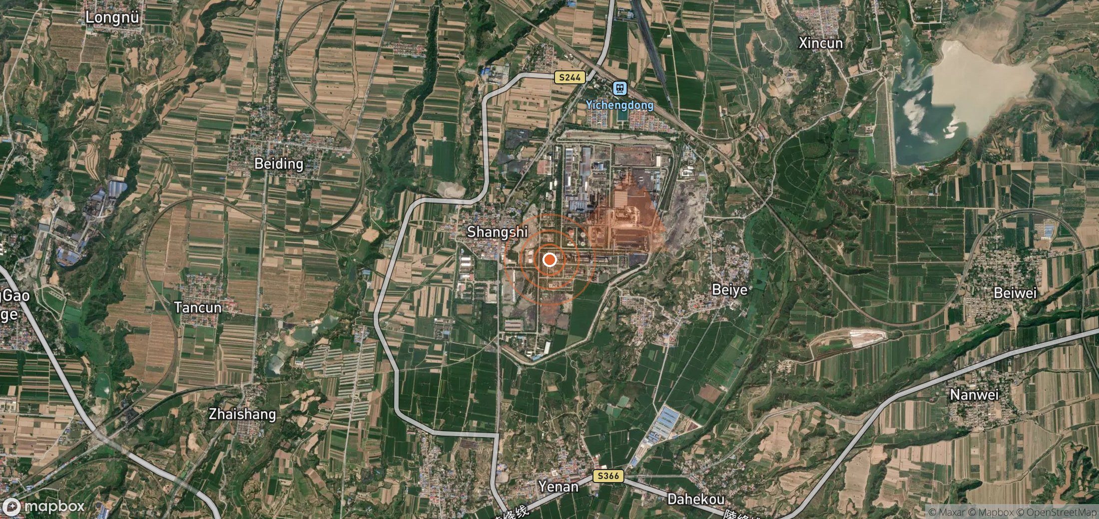 Satellite map of methane plume locations in China