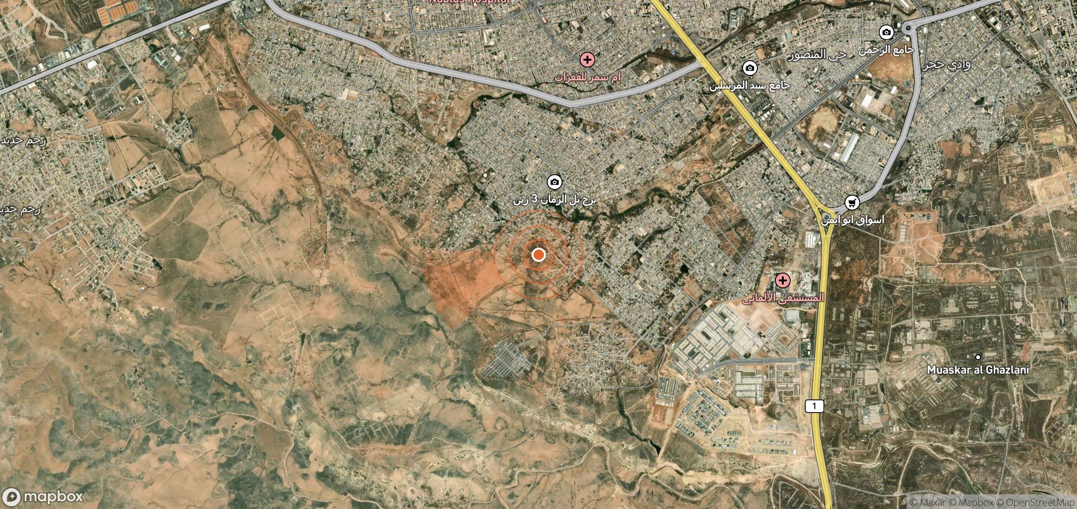 Satellite map of methane plume locations in Iraq