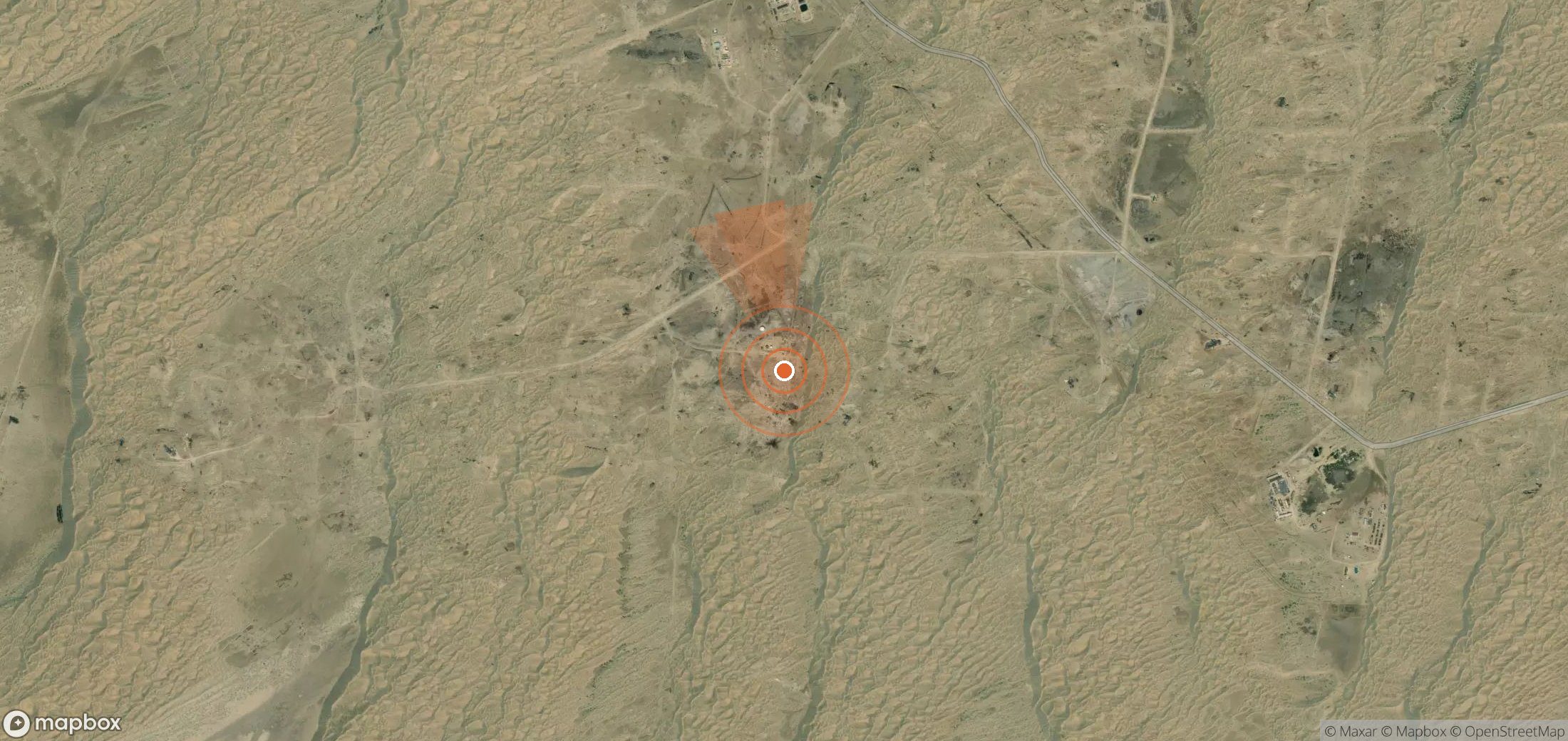Satellite map of methane plume locations in Turkmenistan