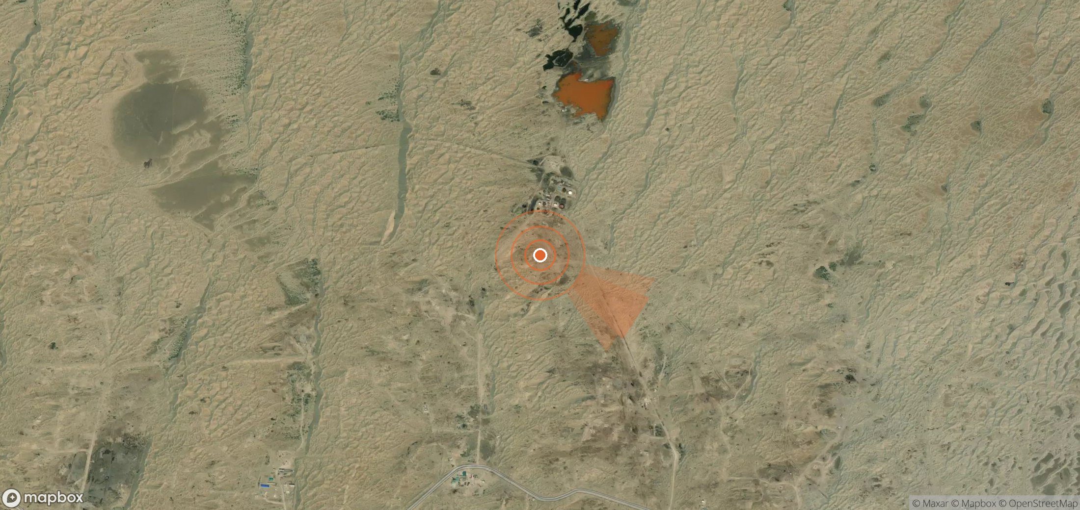 Satellite map of methane plume locations in Turkmenistan