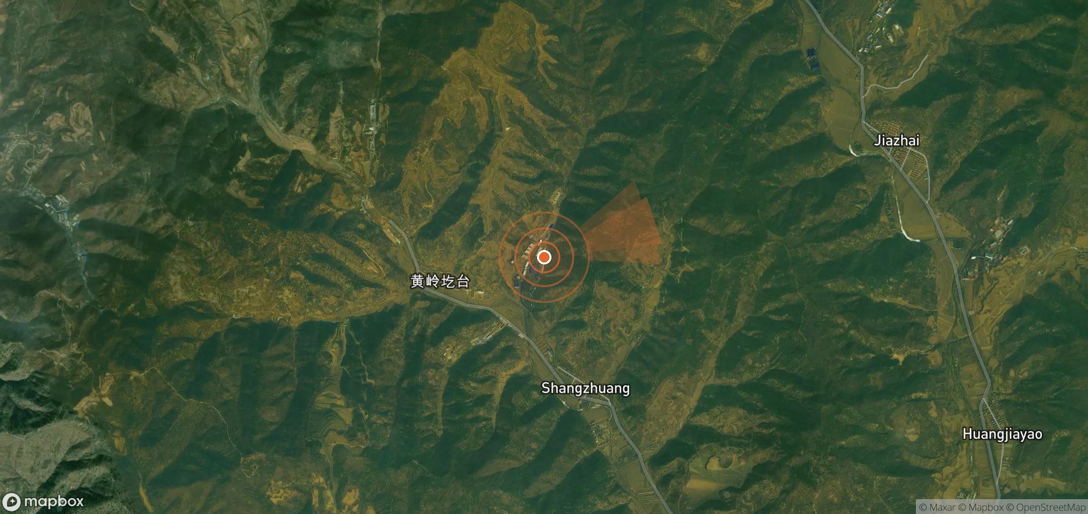 Satellite map of methane plume locations in China