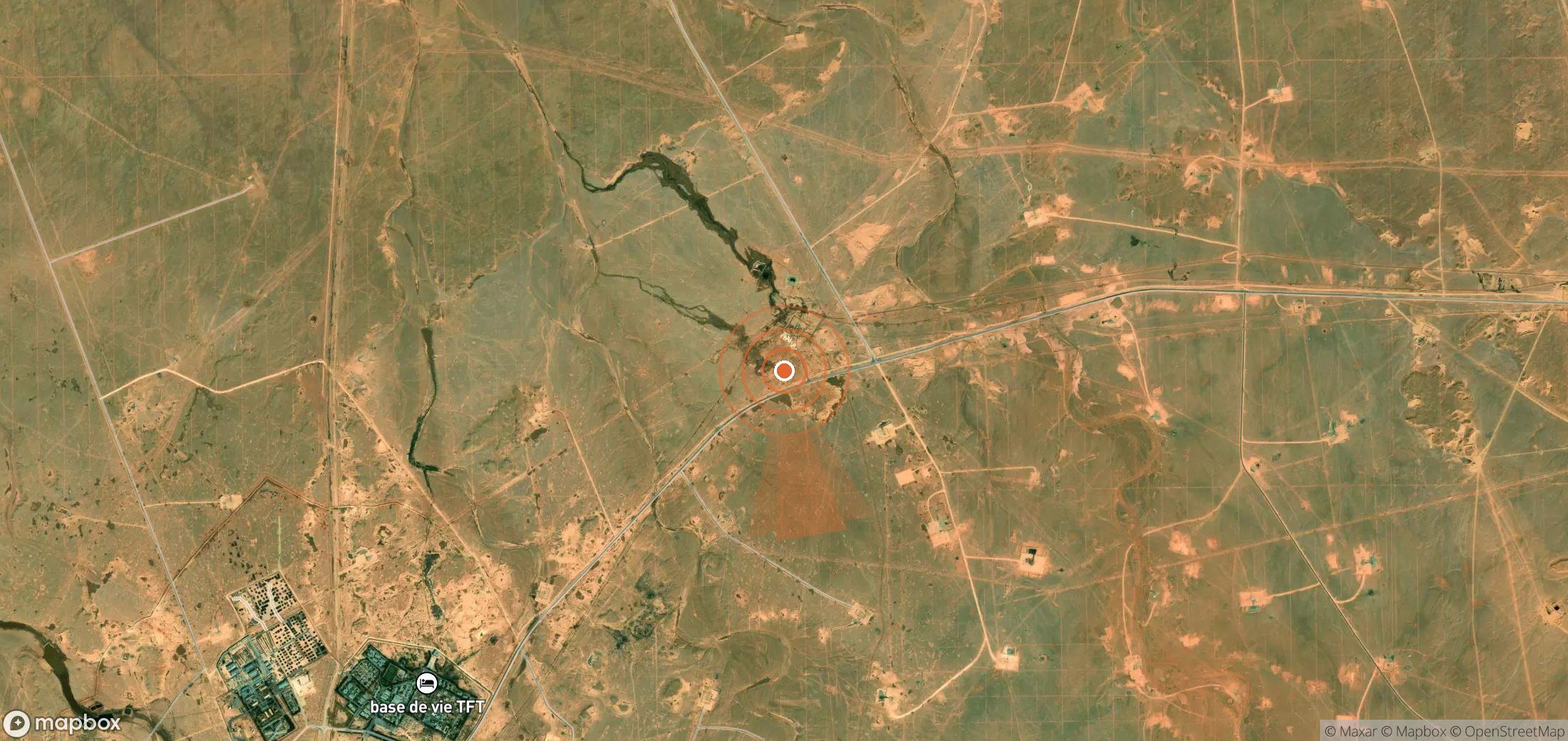 Mapa satelital de plumas de metano en Argelia
