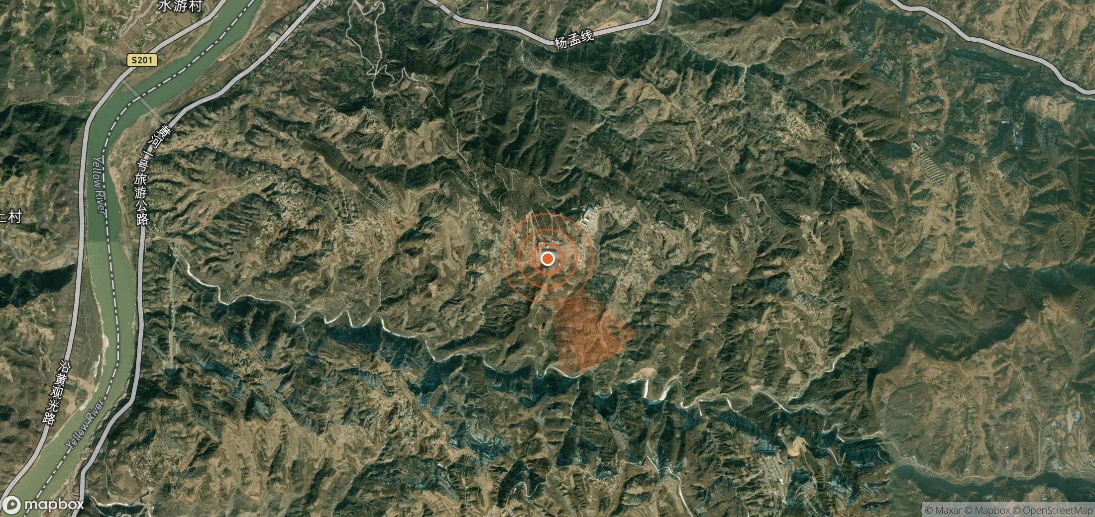 Satellite map of methane plume locations in China