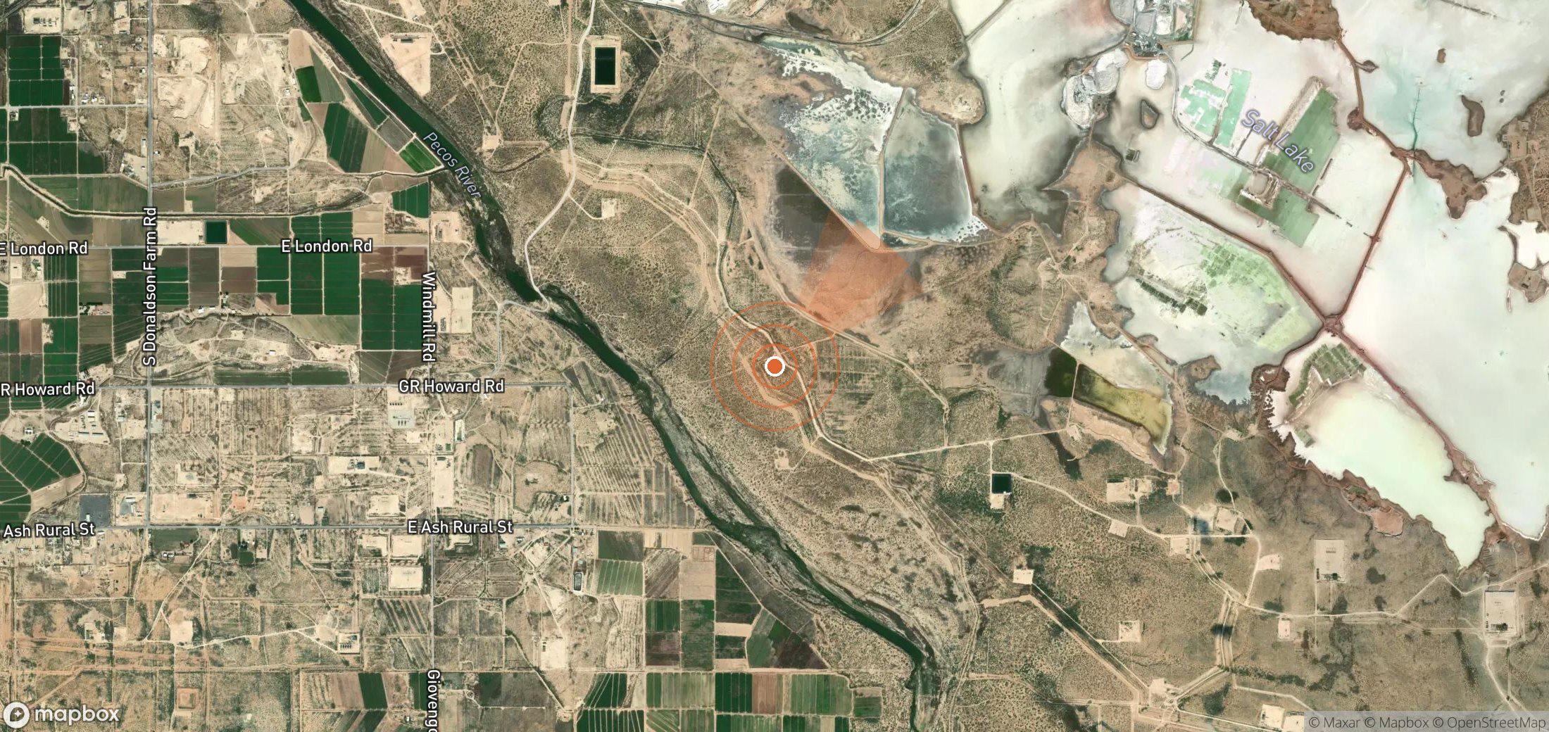 Satellite map of methane plume locations in United States