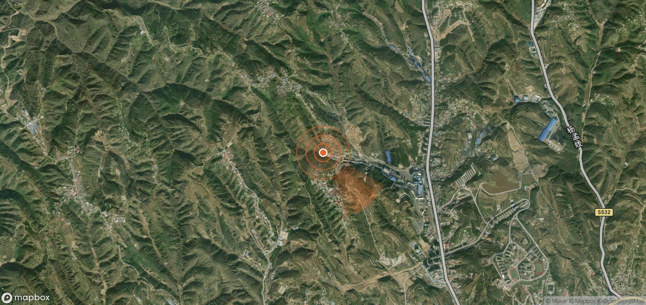 Mapa satelital de plumas de metano en China
