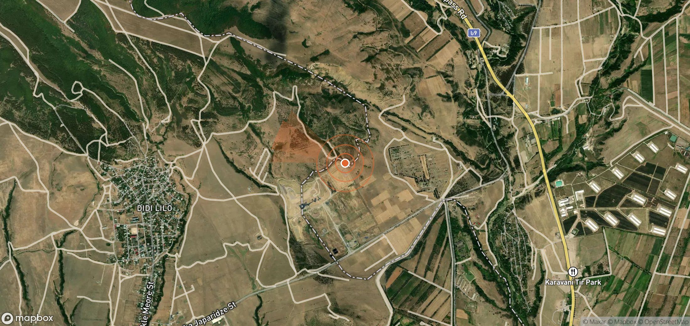Mapa satelital de plumas de metano en Georgia