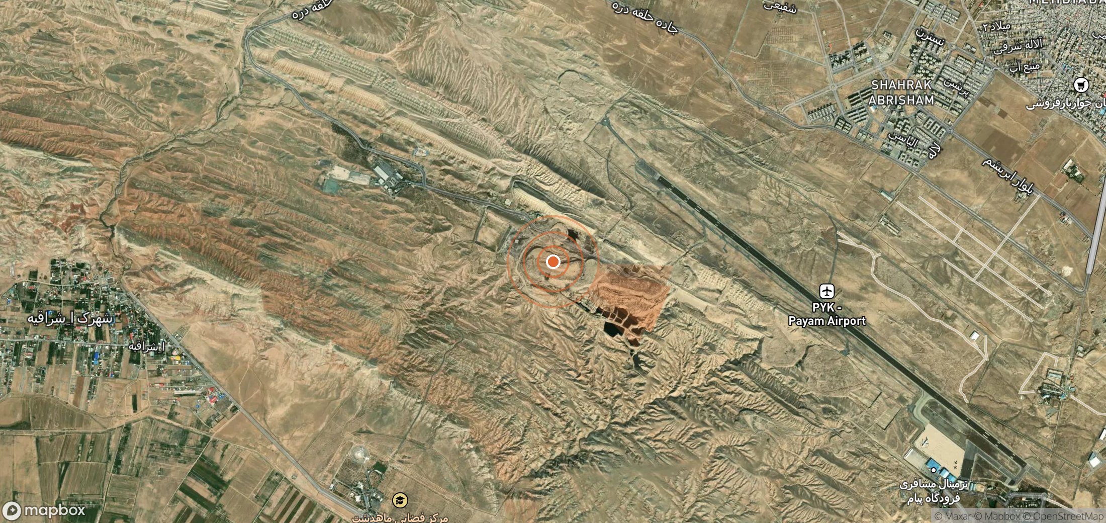 Mapa satelital de plumas de metano en Irán