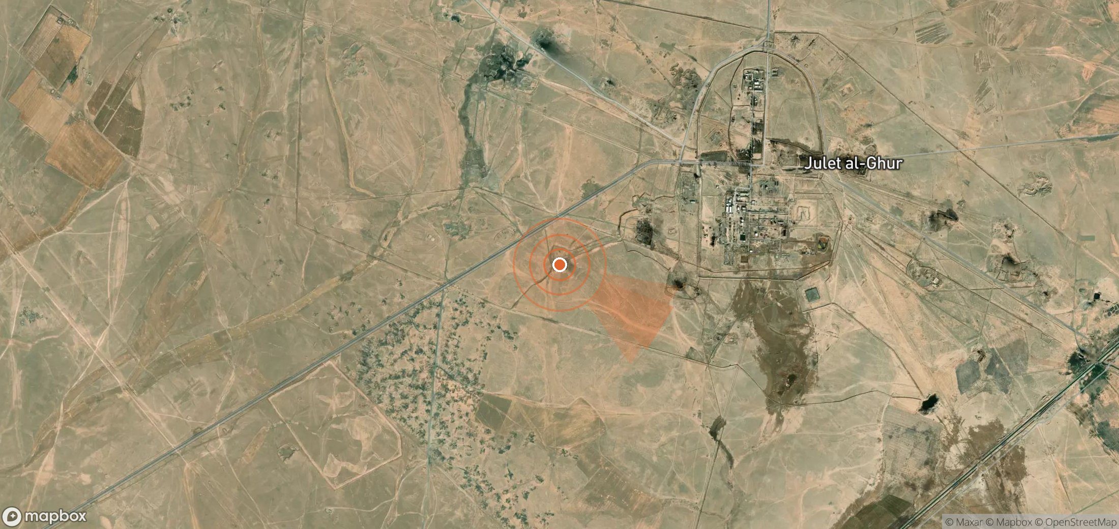 Satellite map of methane plume locations in Syria