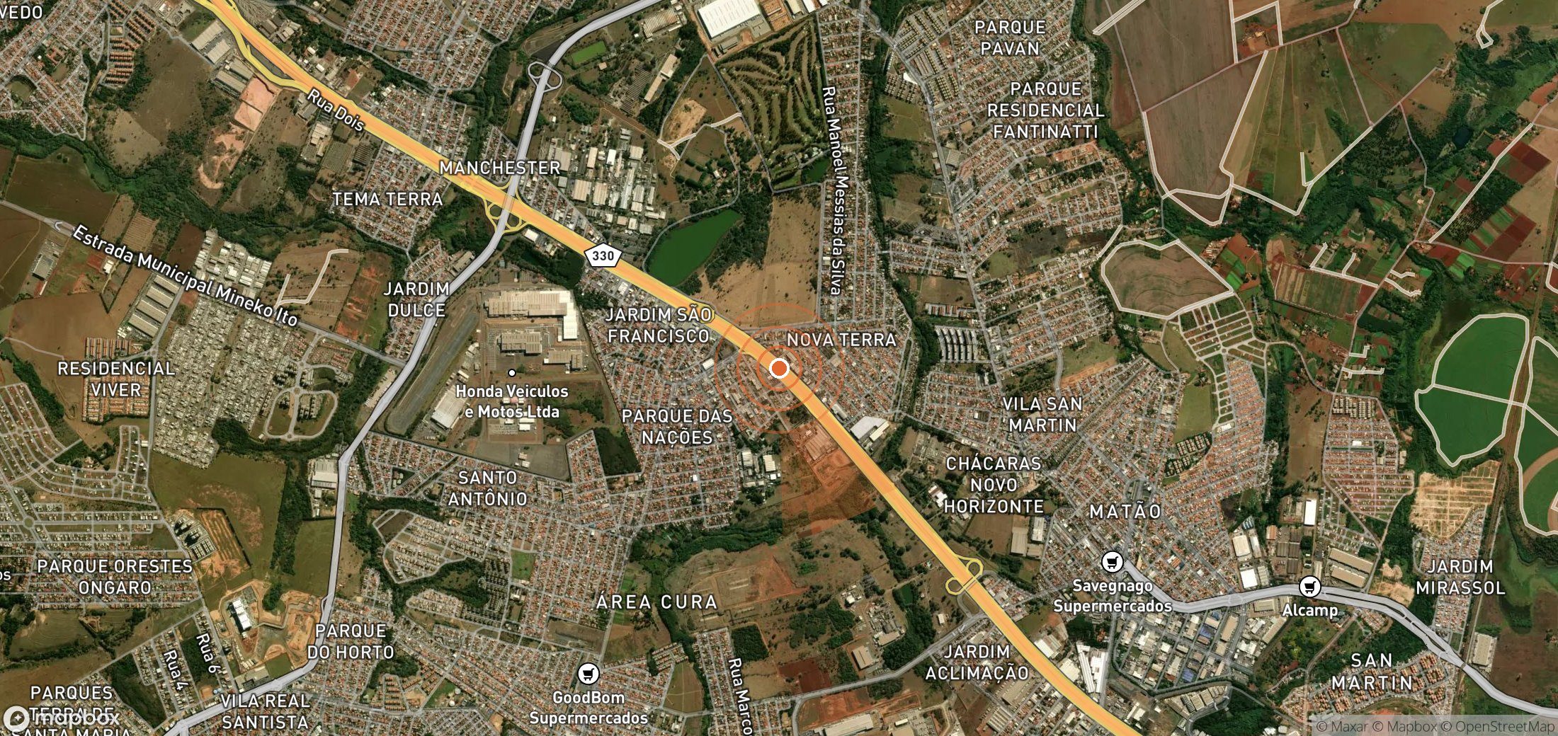 Satellite map of methane plume locations in Brazil