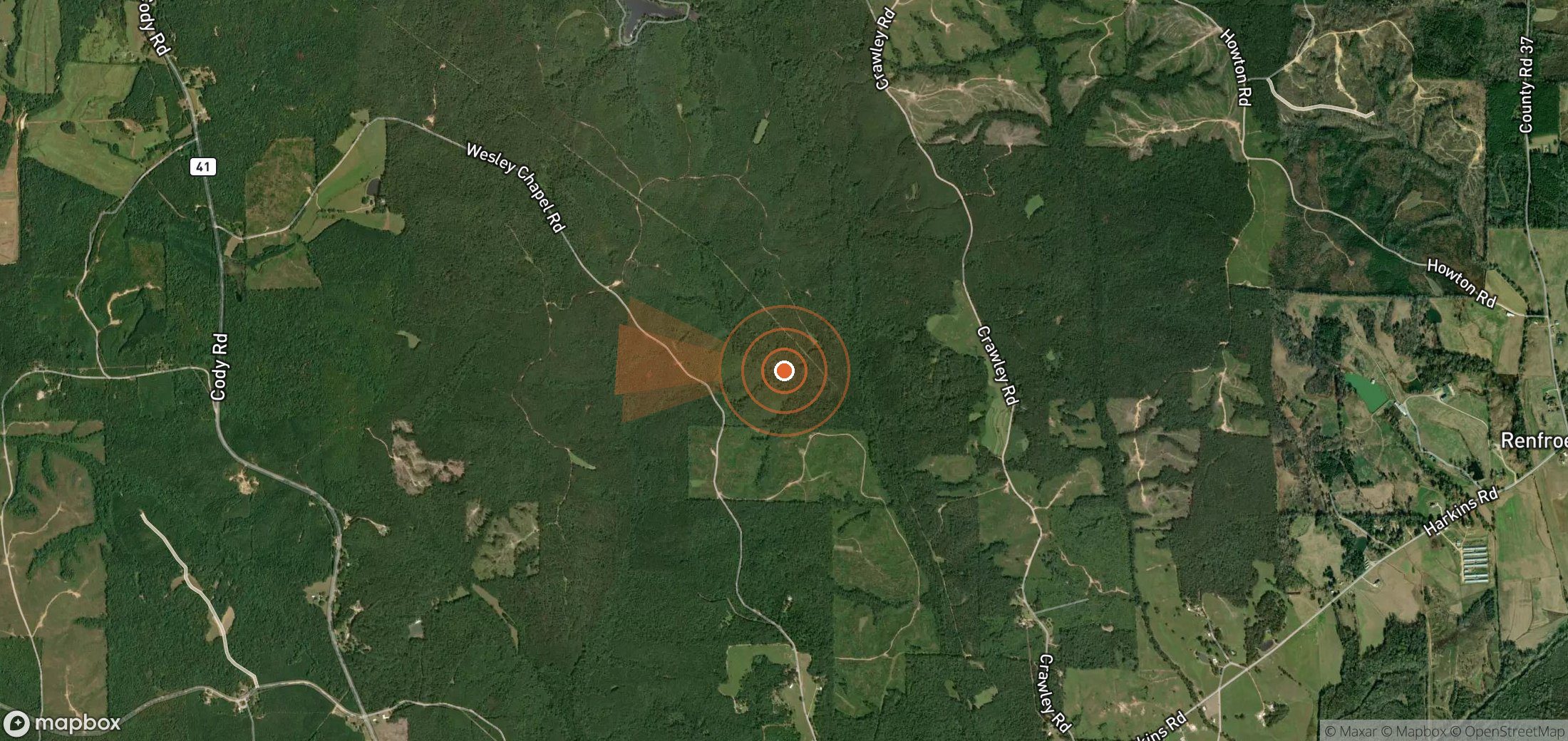Satellite map of methane plume locations in United States
