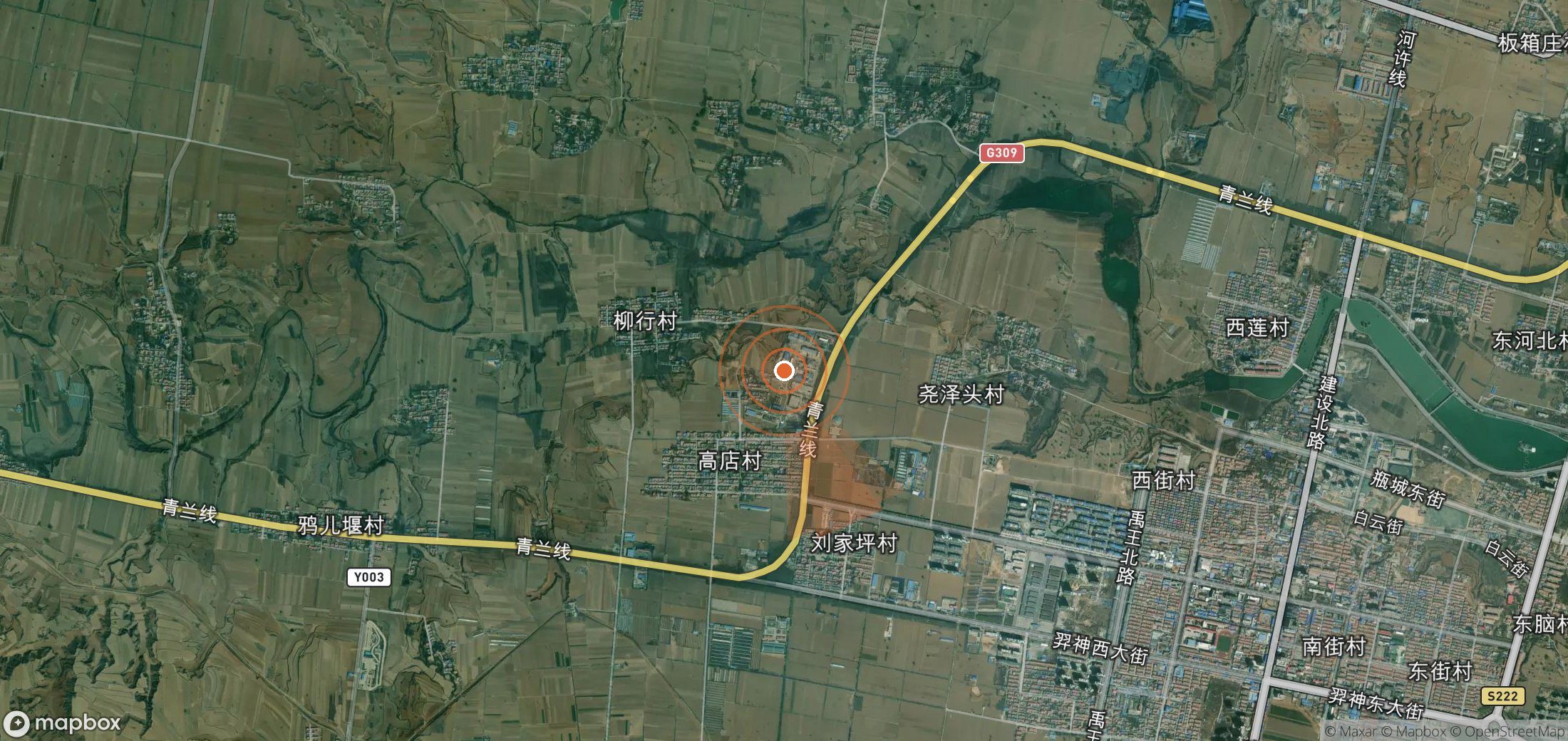 Satellite map of methane plume locations in China