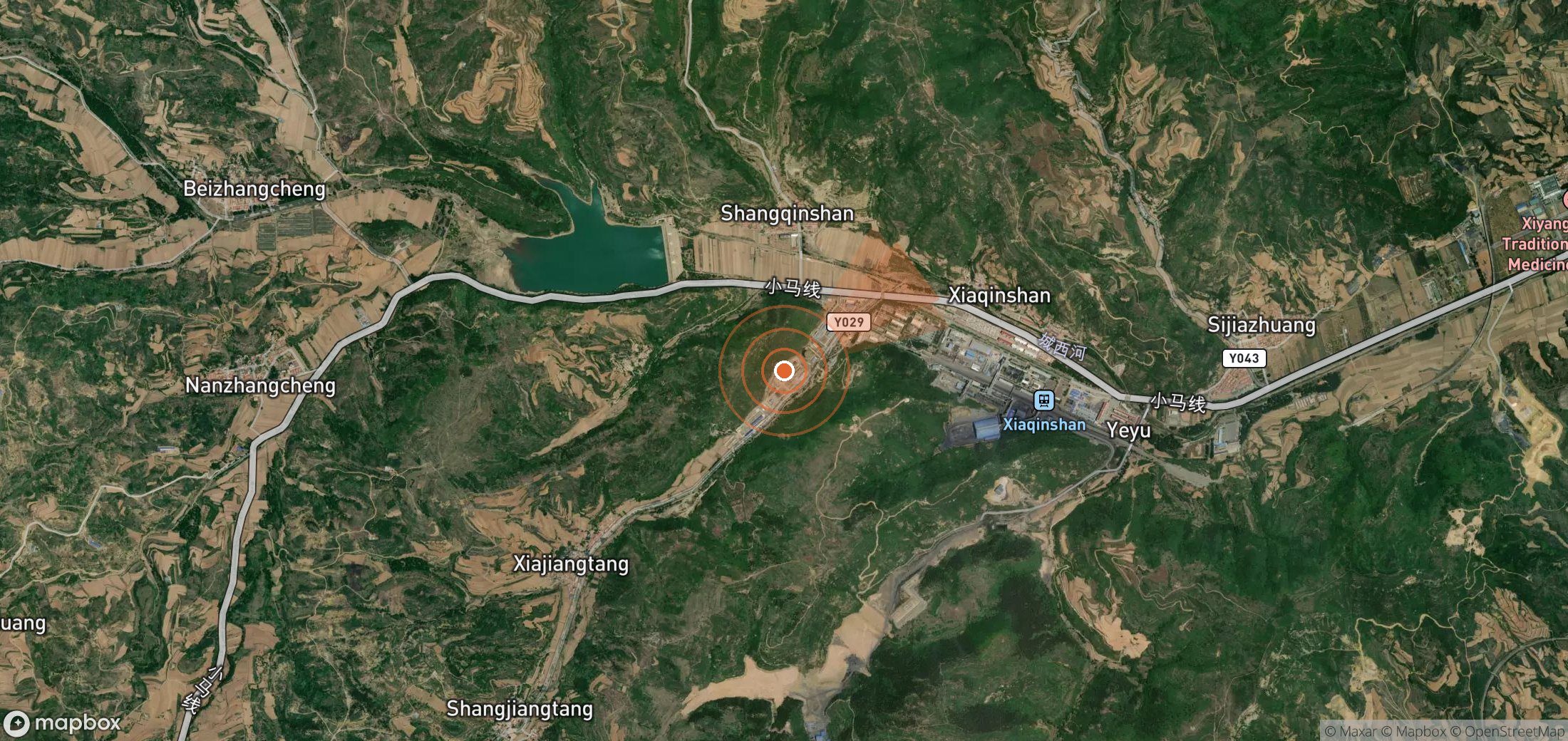 Satellite map of methane plume locations in China