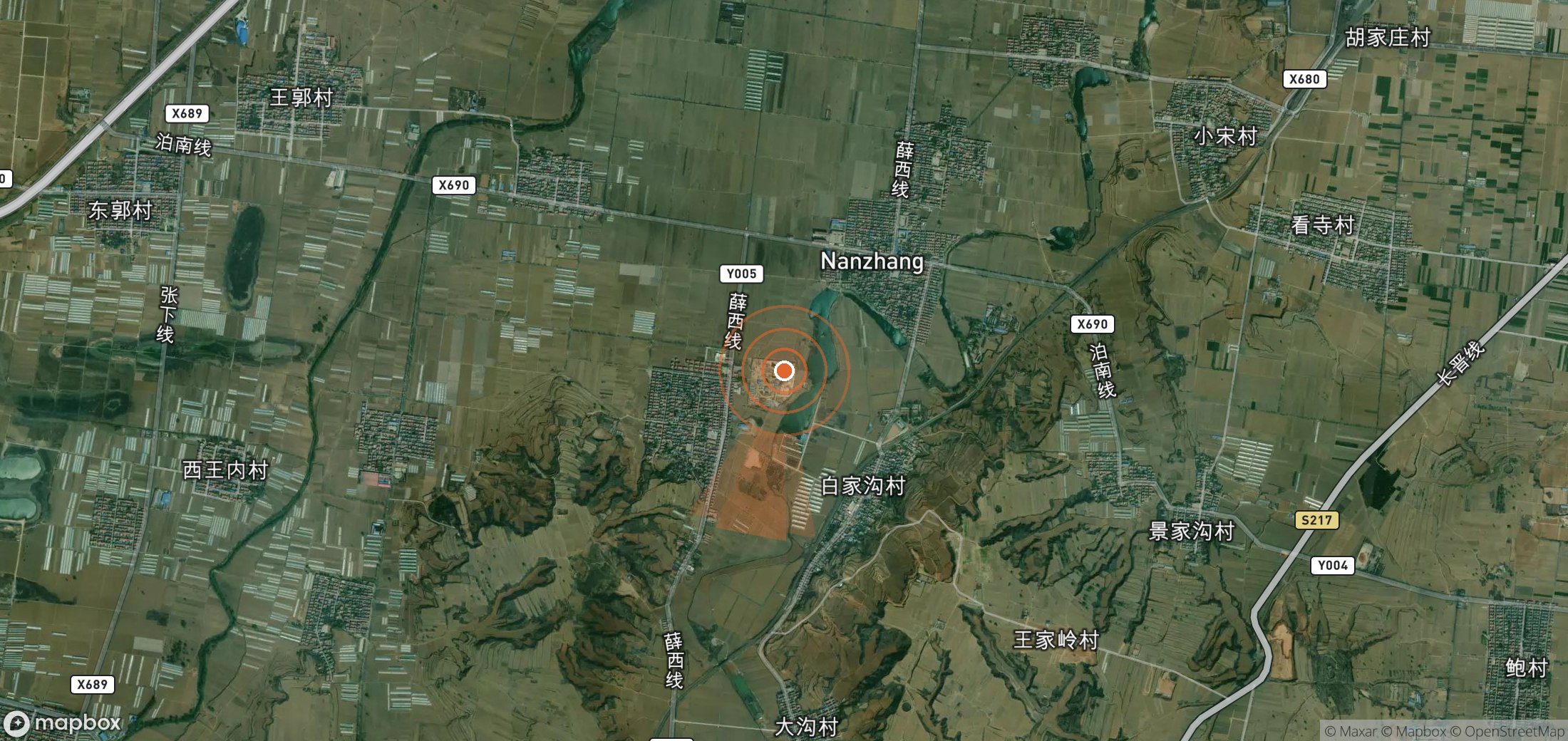 Mapa satelital de plumas de metano en China