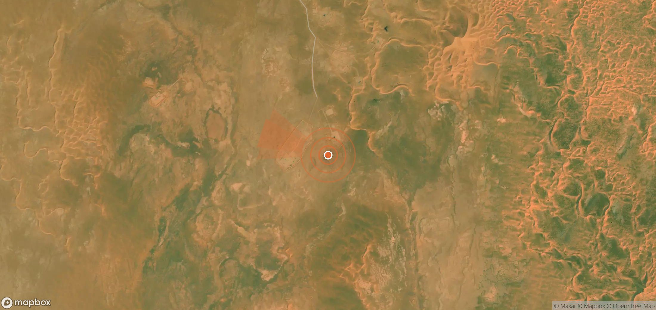 Mapa satelital de plumas de metano en Argelia