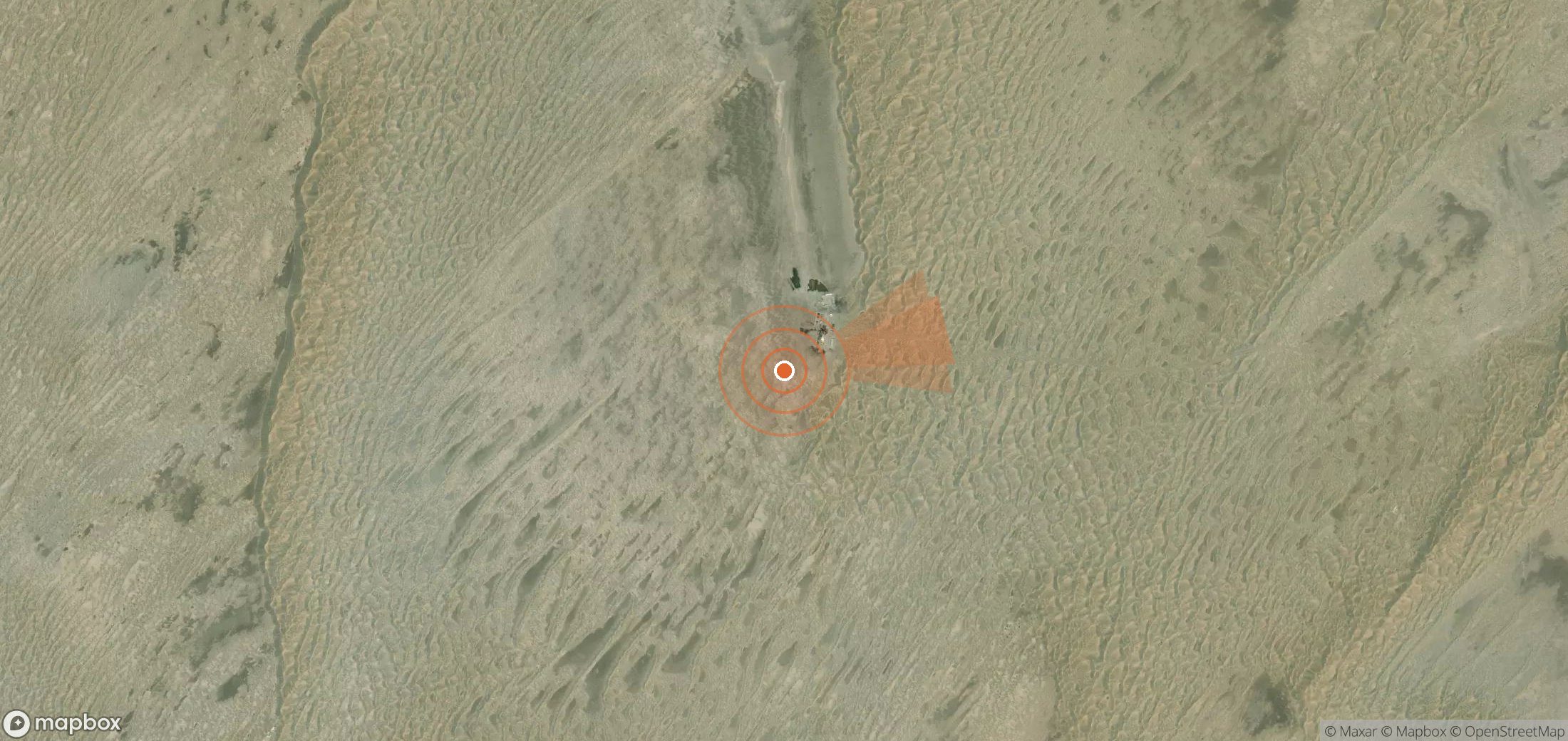 Satellite map of methane plume locations in Turkmenistan