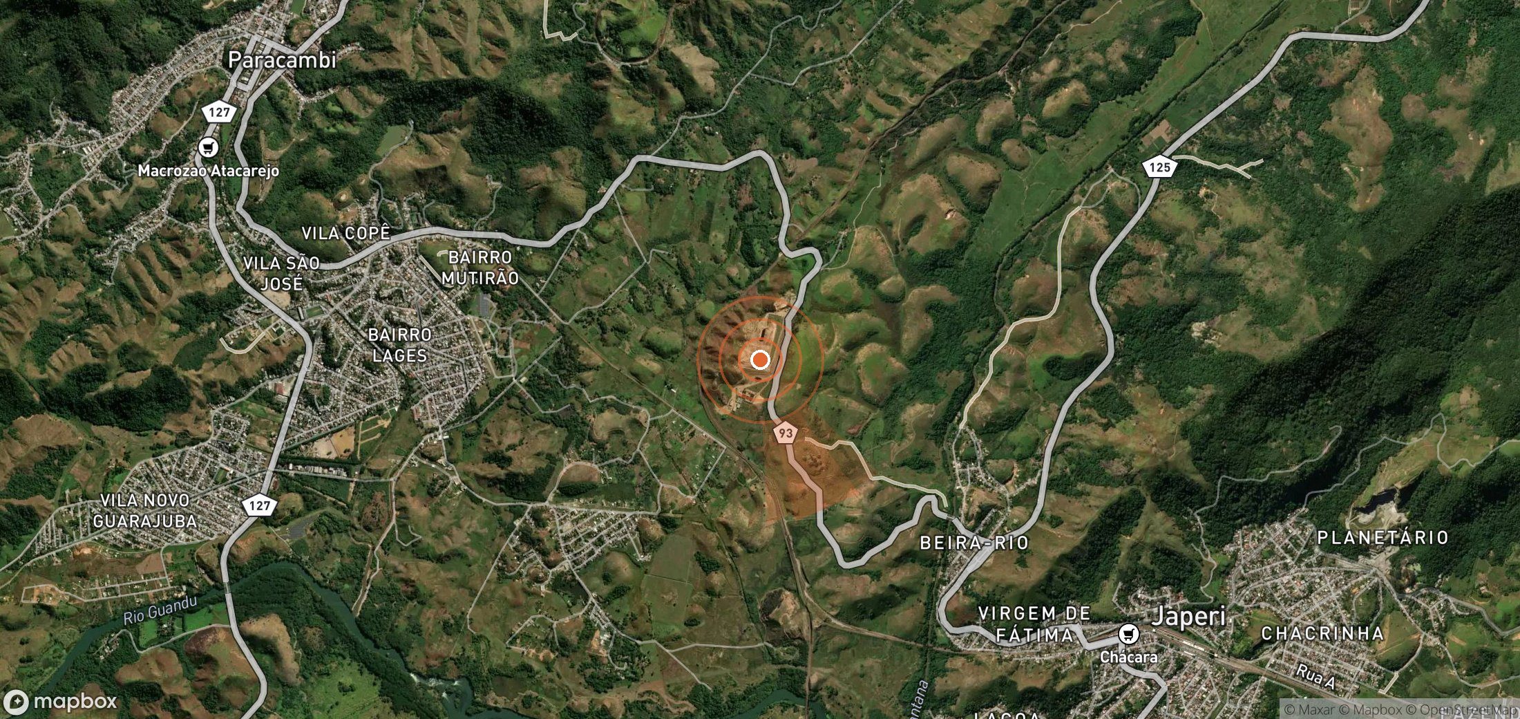 Mapa satelital de plumas de metano en Brasil