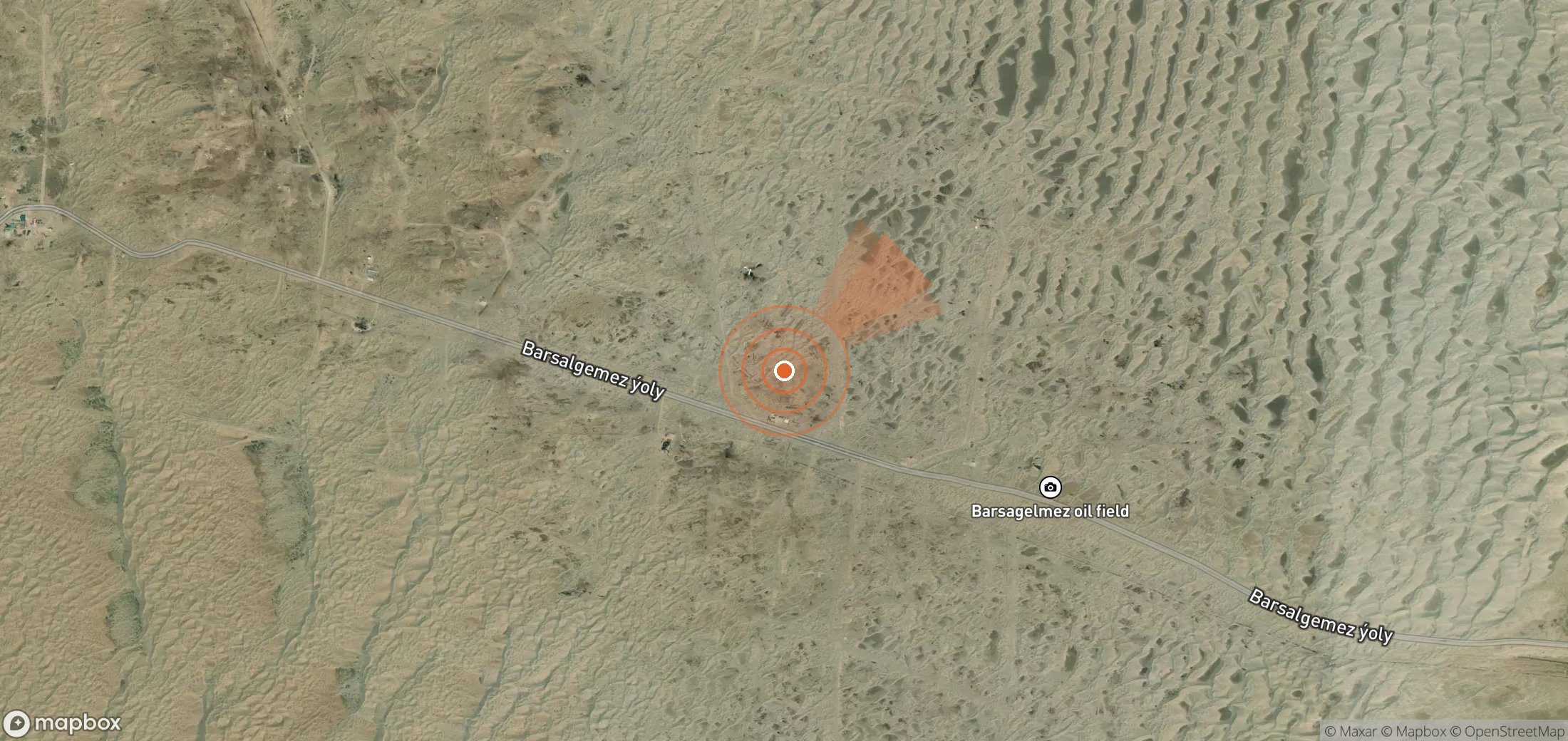 Mapa satelital de plumas de metano en Turkmenistán