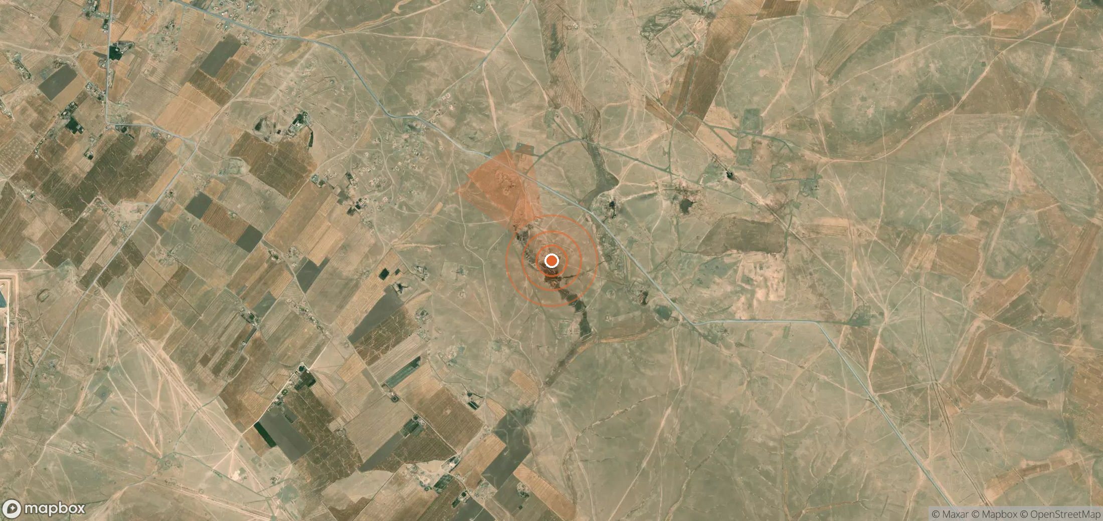 Satellite map of methane plume locations in Syria