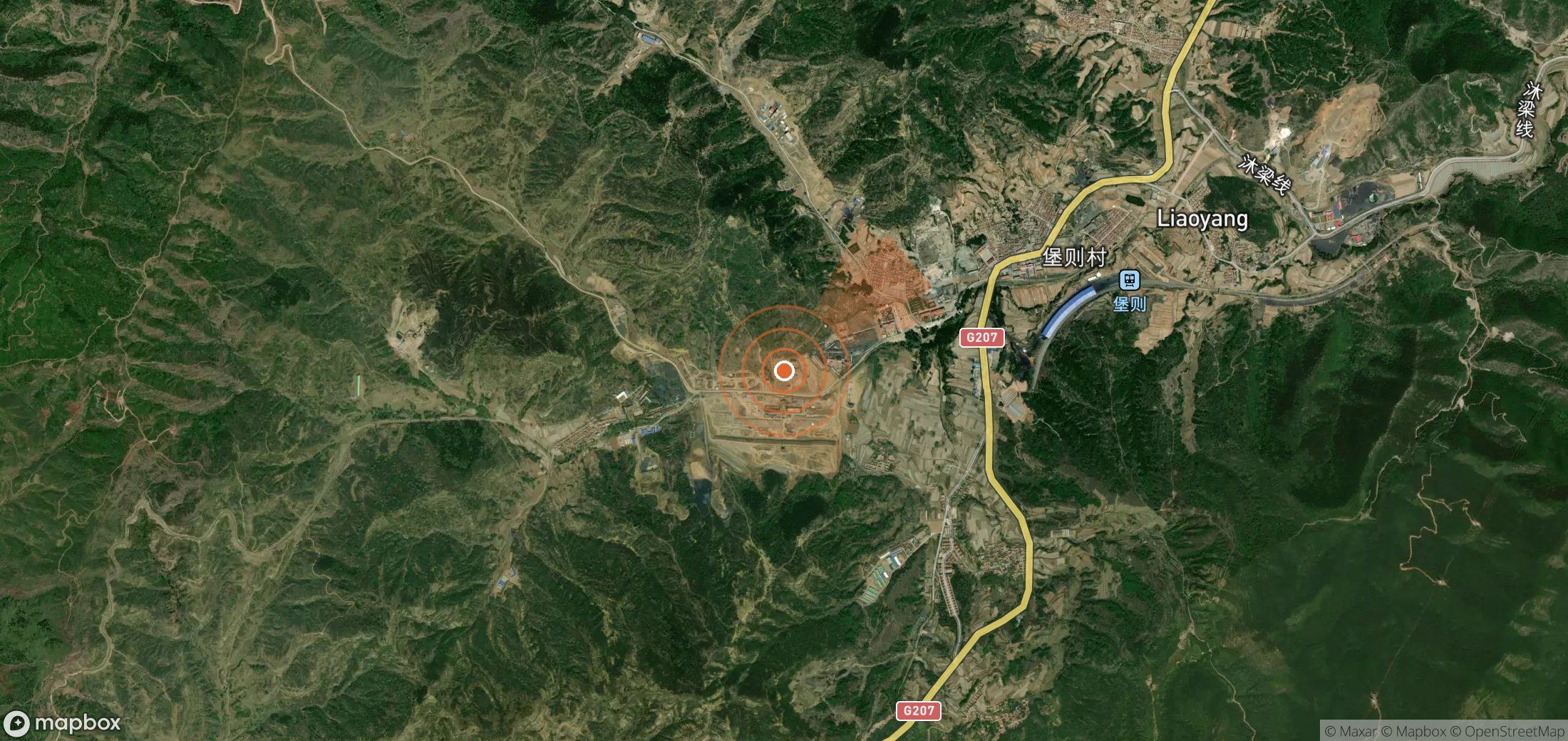 Satellite map of methane plume locations in China