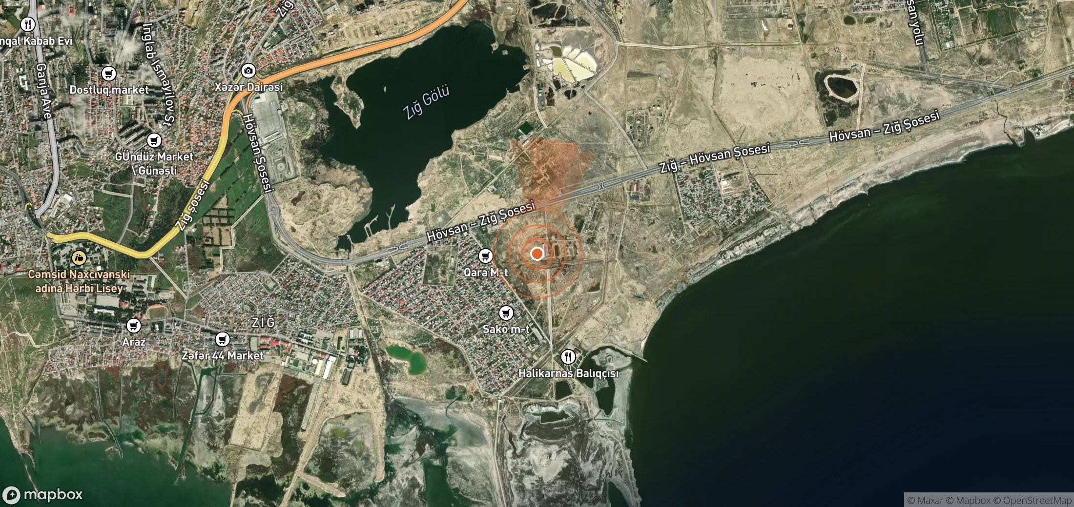 Satellite map of methane plume locations in Azerbaijan