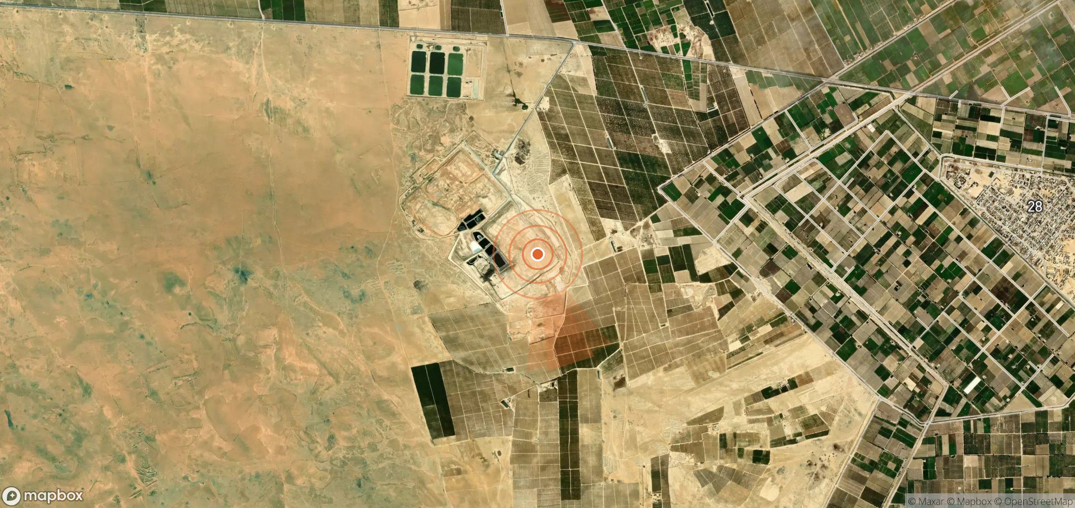 Satellite map of methane plume locations in Egypt